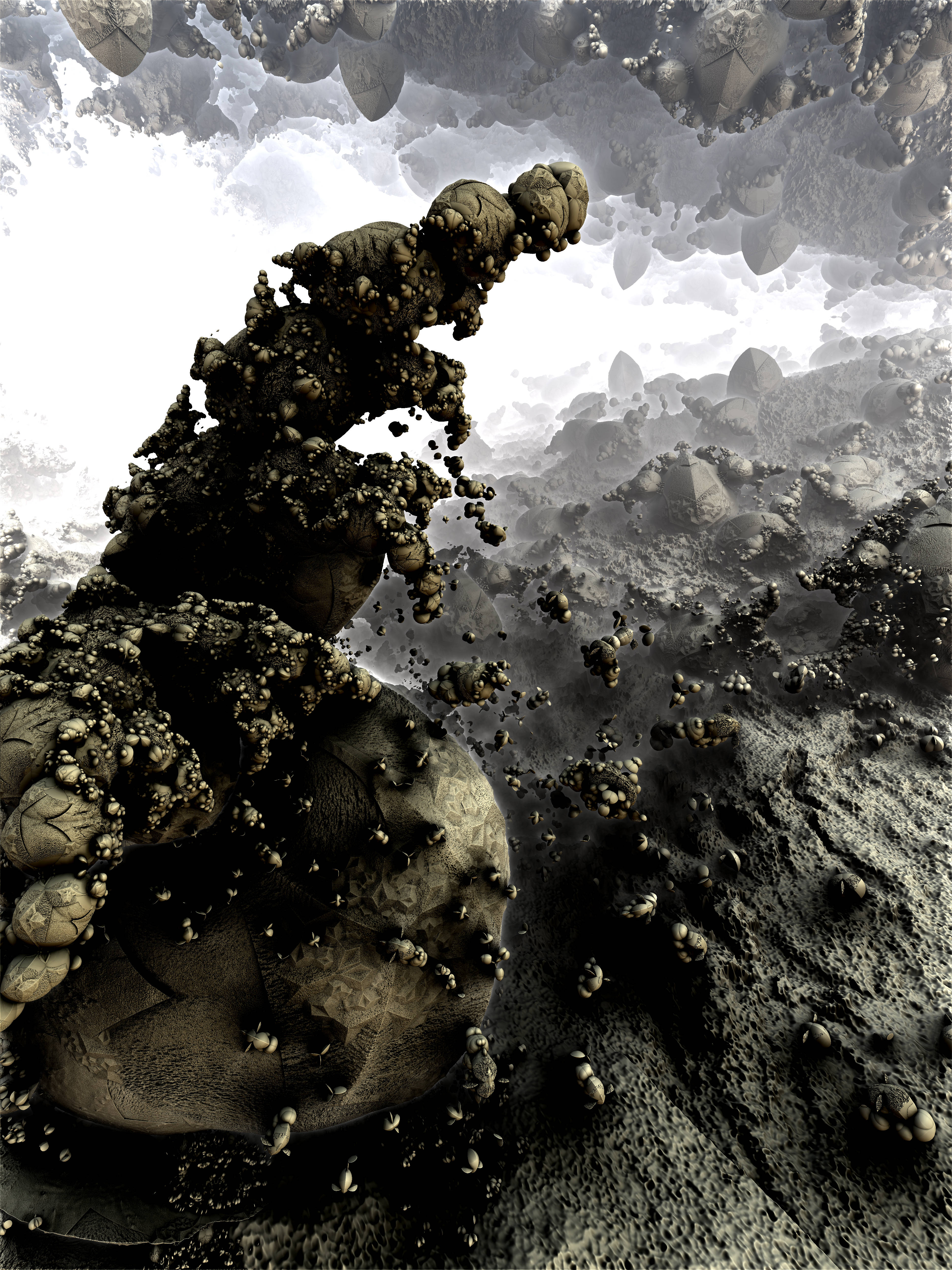 3D pattern, jagged rock formations, bulbous rock formations, 4K Phone Wallpaper