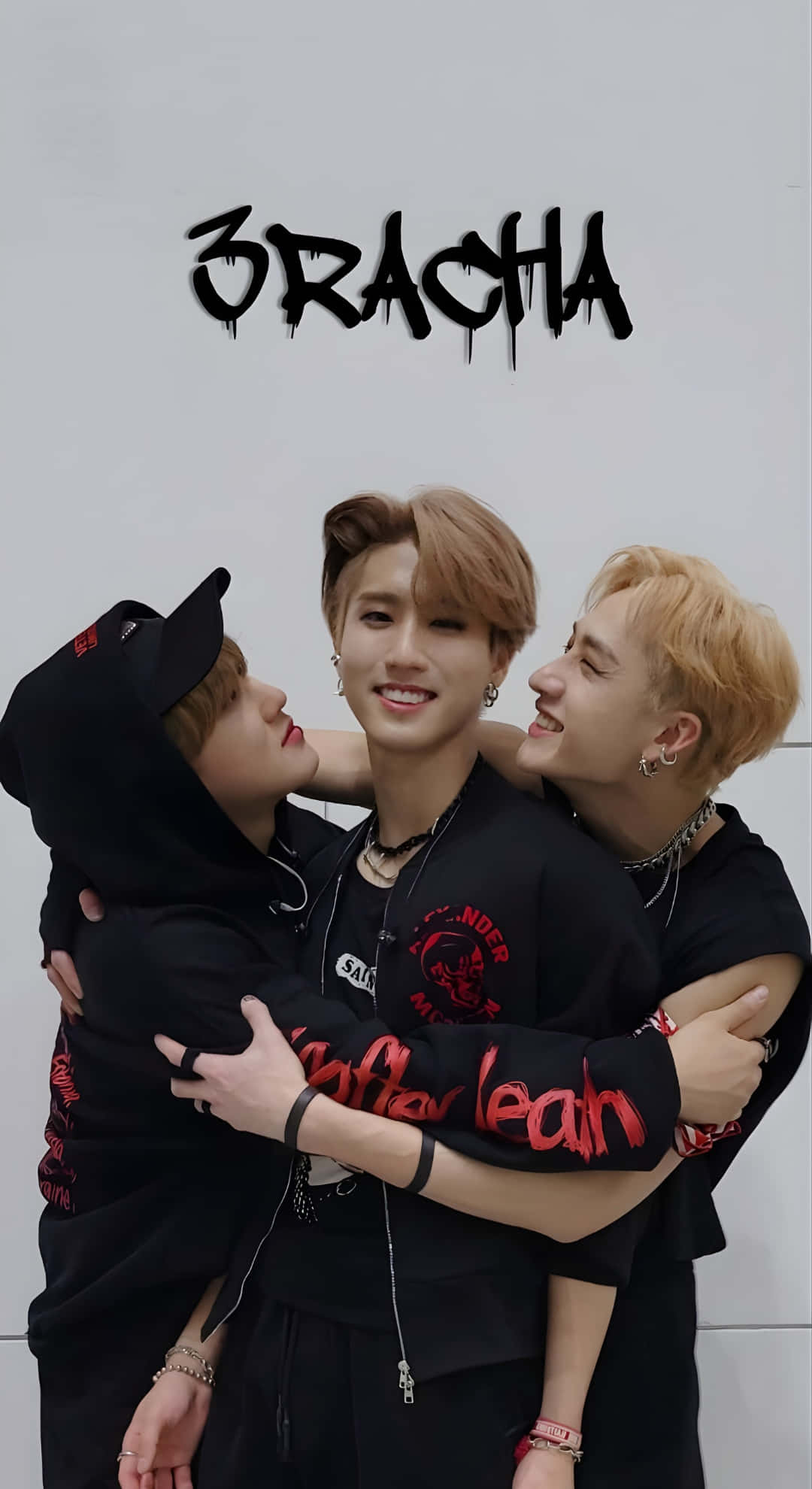 3RACHA, black outfits, plain white wall, Full HD Phone Wallpaper