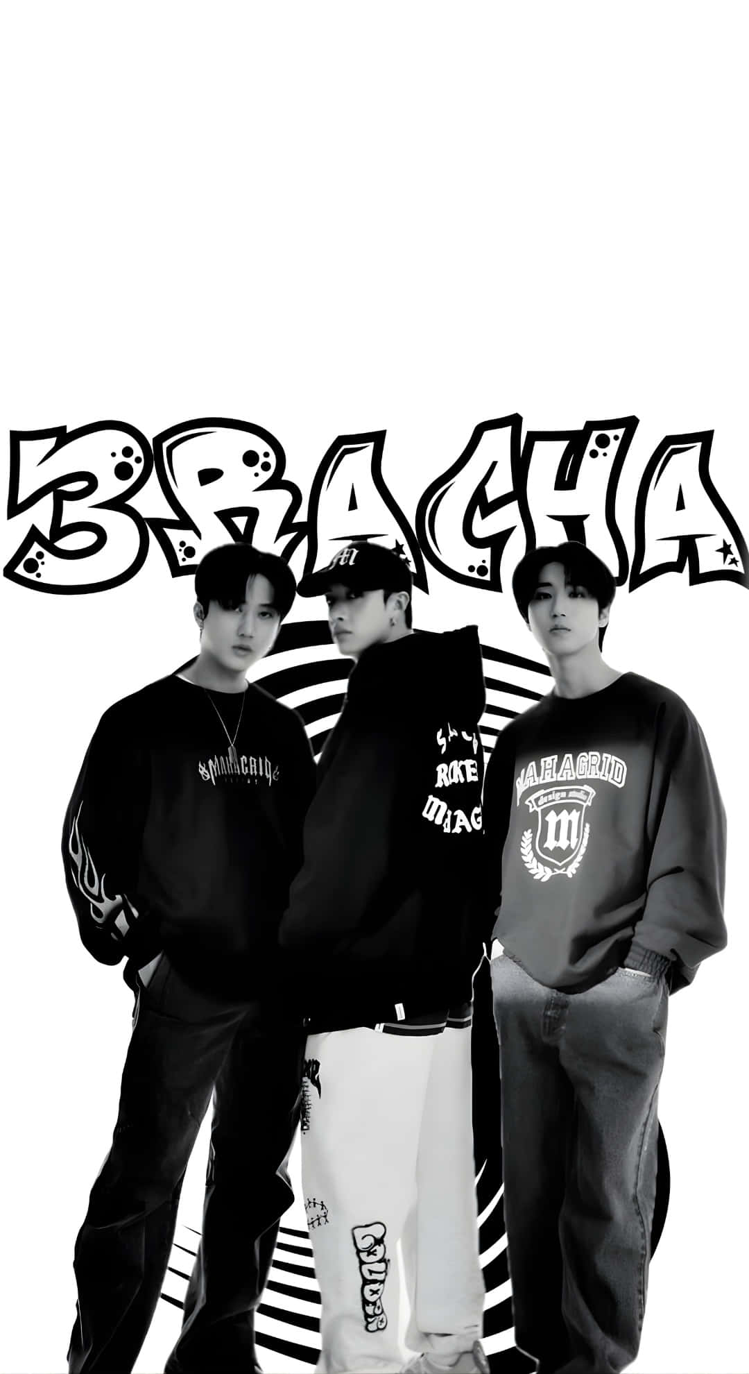 3racha, Korean Hip Hop Trio, black and white streetwear, Full HD Phone Wallpaper