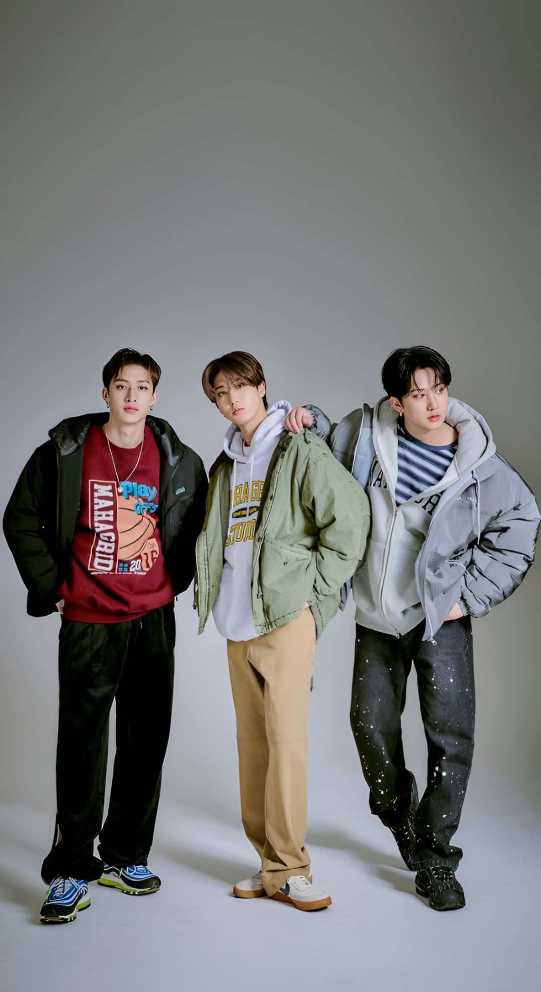 3racha, group style casual, three young men, Full HD Phone Wallpaper