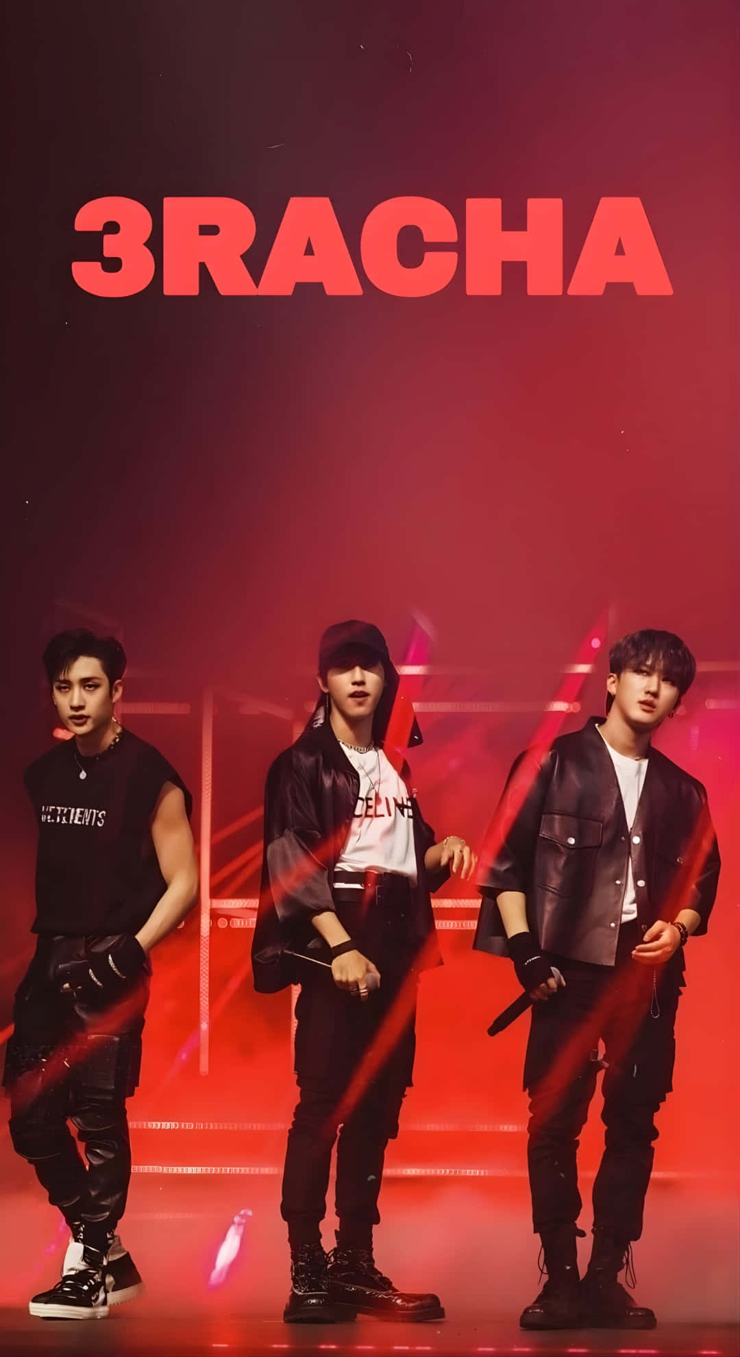 3RACHA, black leather outfits, intense red stage lights, Full HD Phone Wallpaper