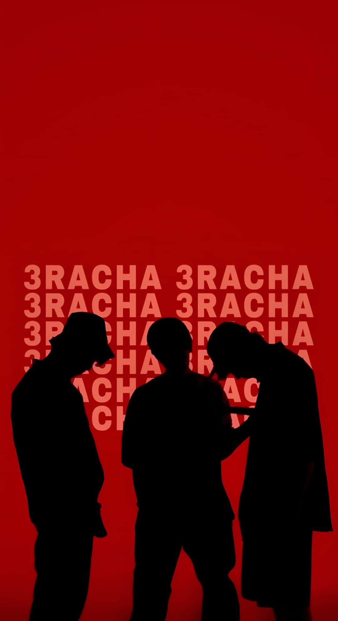 3racha, silhouettes, red background, Full HD Phone Wallpaper