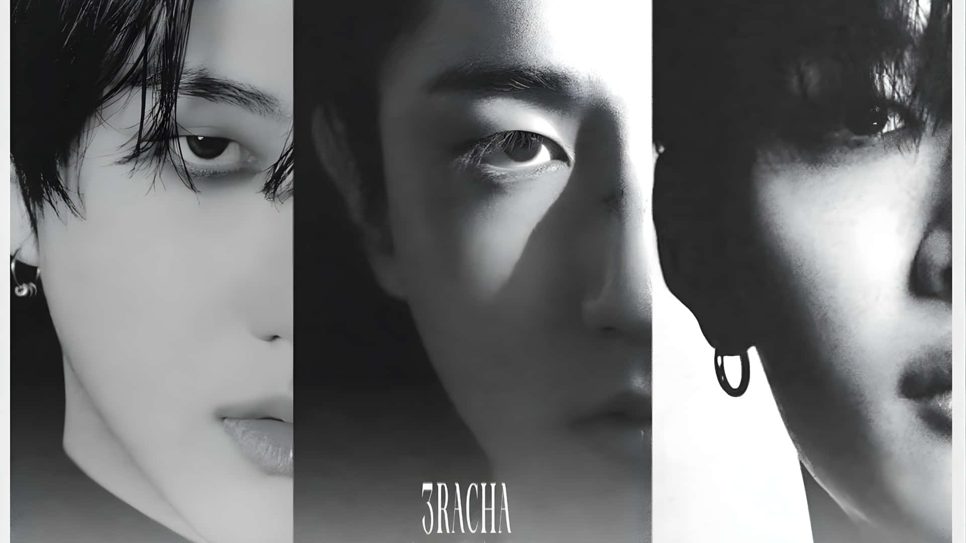 3racha, black and white, close-up portraits, Full HD Desktop Wallpaper
