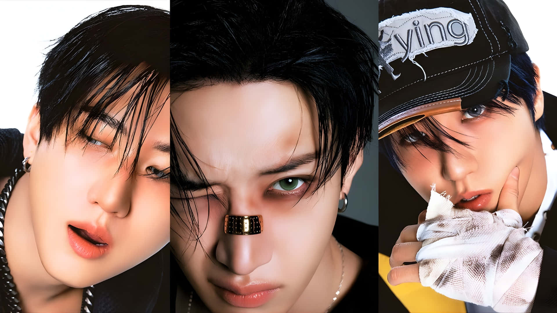 3racha, triptych, stylized male portraits, Full HD Desktop Wallpaper
