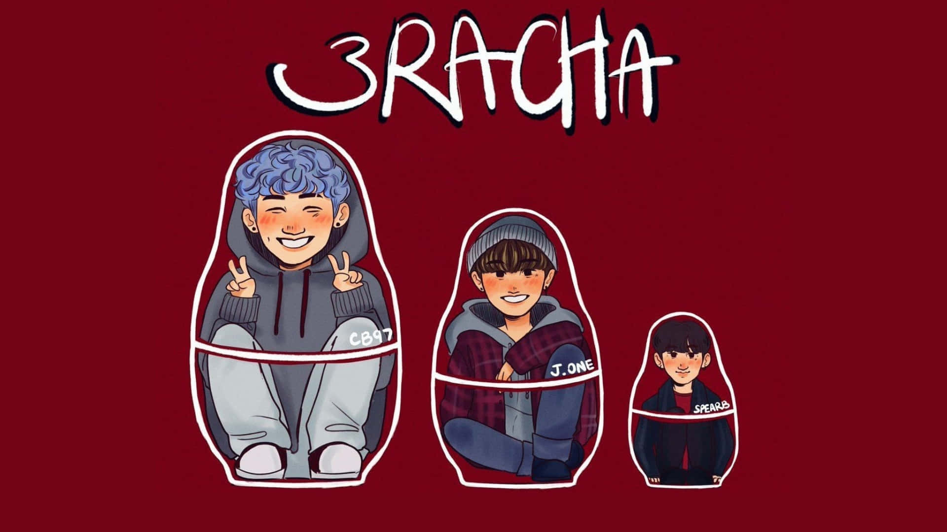 3racha, Korean Hip Hop Group, matryoshka doll shapes, Full HD Desktop Wallpaper