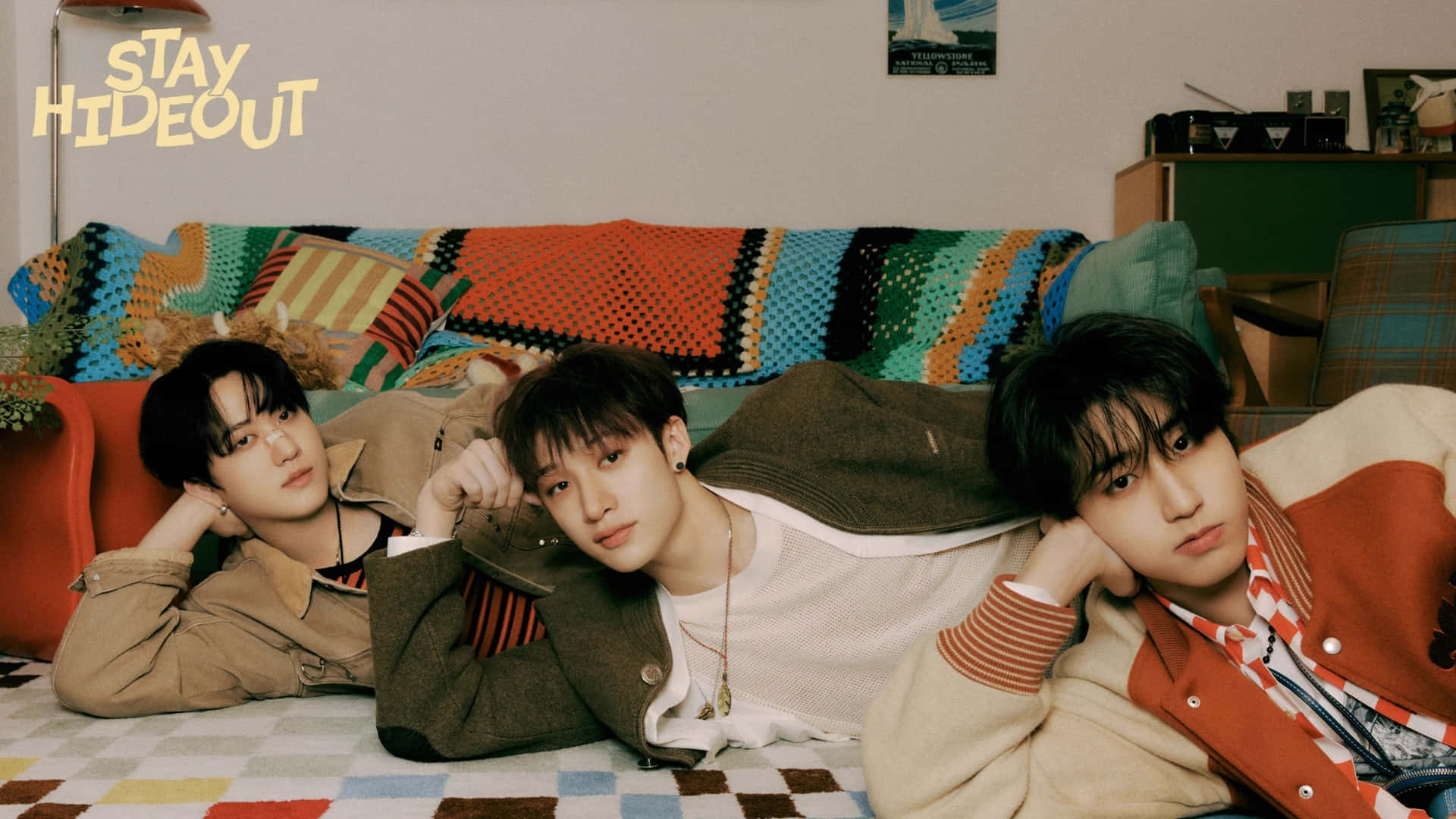 3racha, checkered floor, crocheted sofa, Full HD Desktop Wallpaper