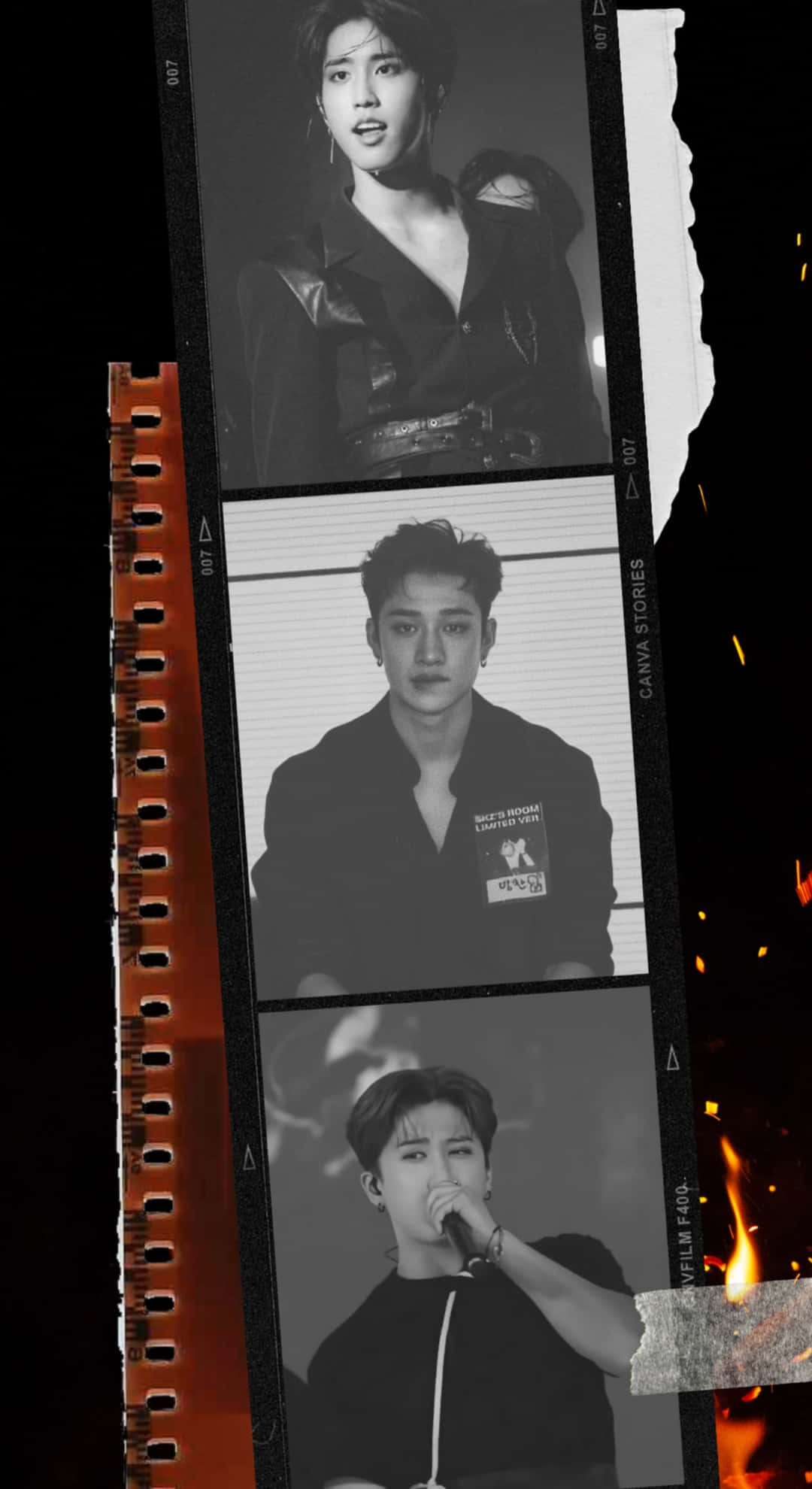 3racha, black and white filmstrip, torn film strip, Full HD Phone Wallpaper