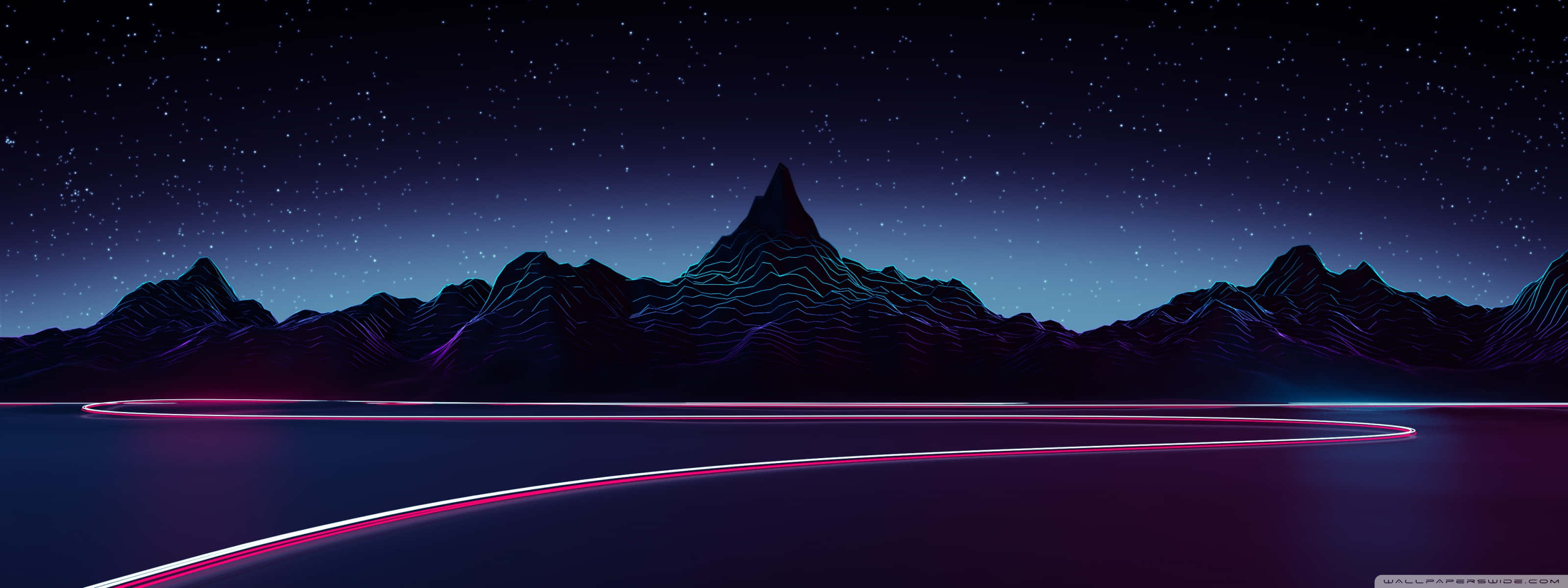 4 Monitor, neon pink, neon blue, 2K Desktop Wallpaper