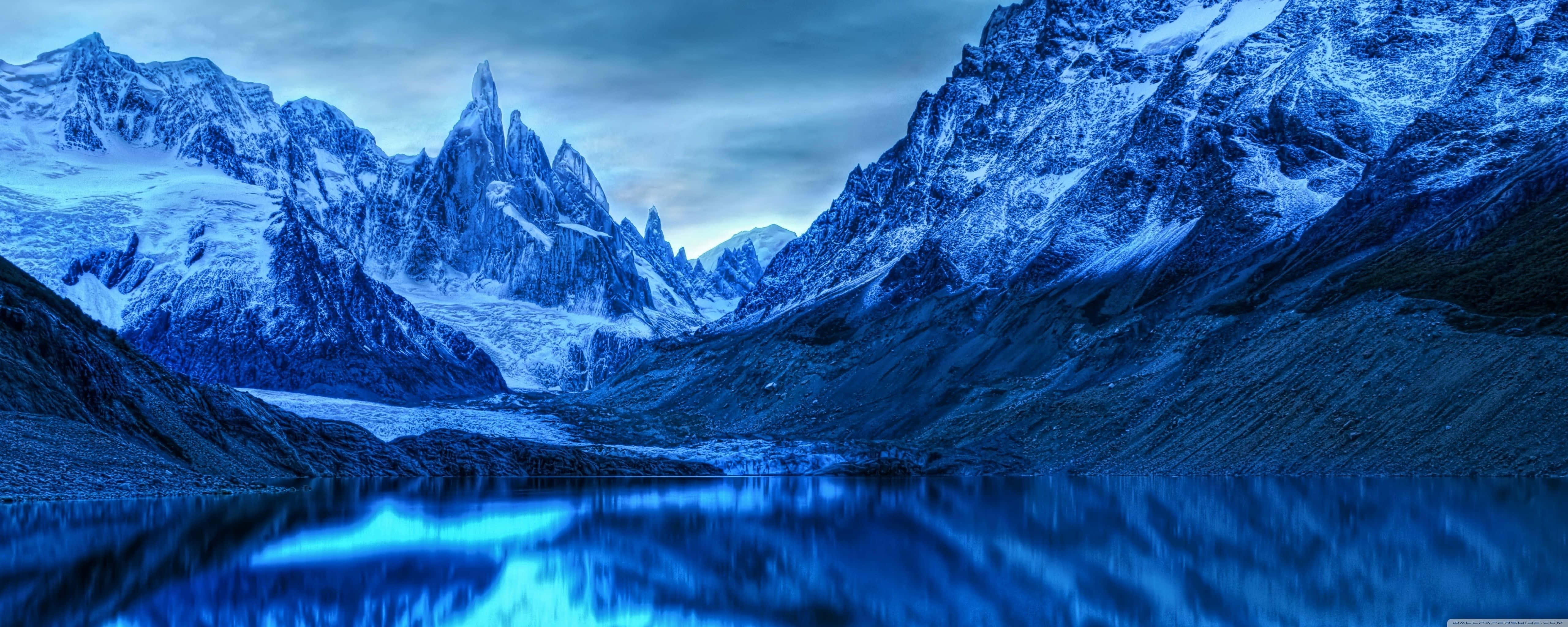 4 Monitor, 5120 x 2048, blue mountain range, 5K Desktop Wallpaper