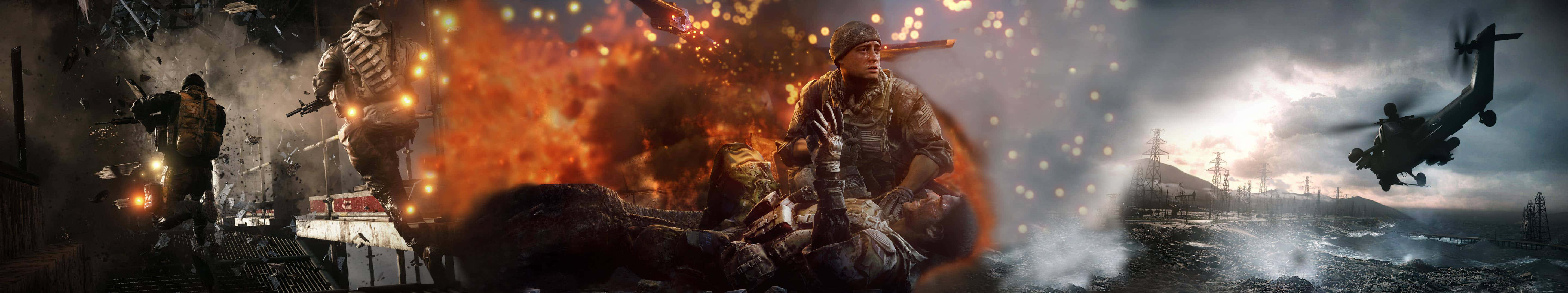 4 Monitor, helicopter, fire, 5K Desktop Wallpaper