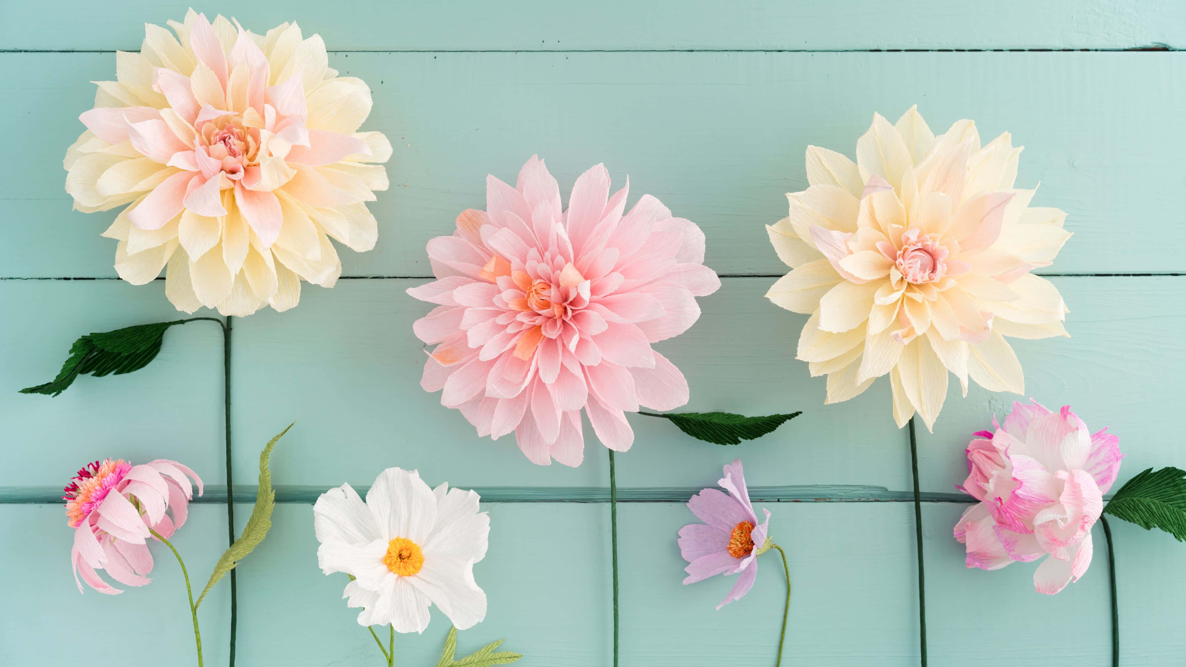 4096x2304, pastel paper flowers, soft pinks, 4K Desktop Wallpaper