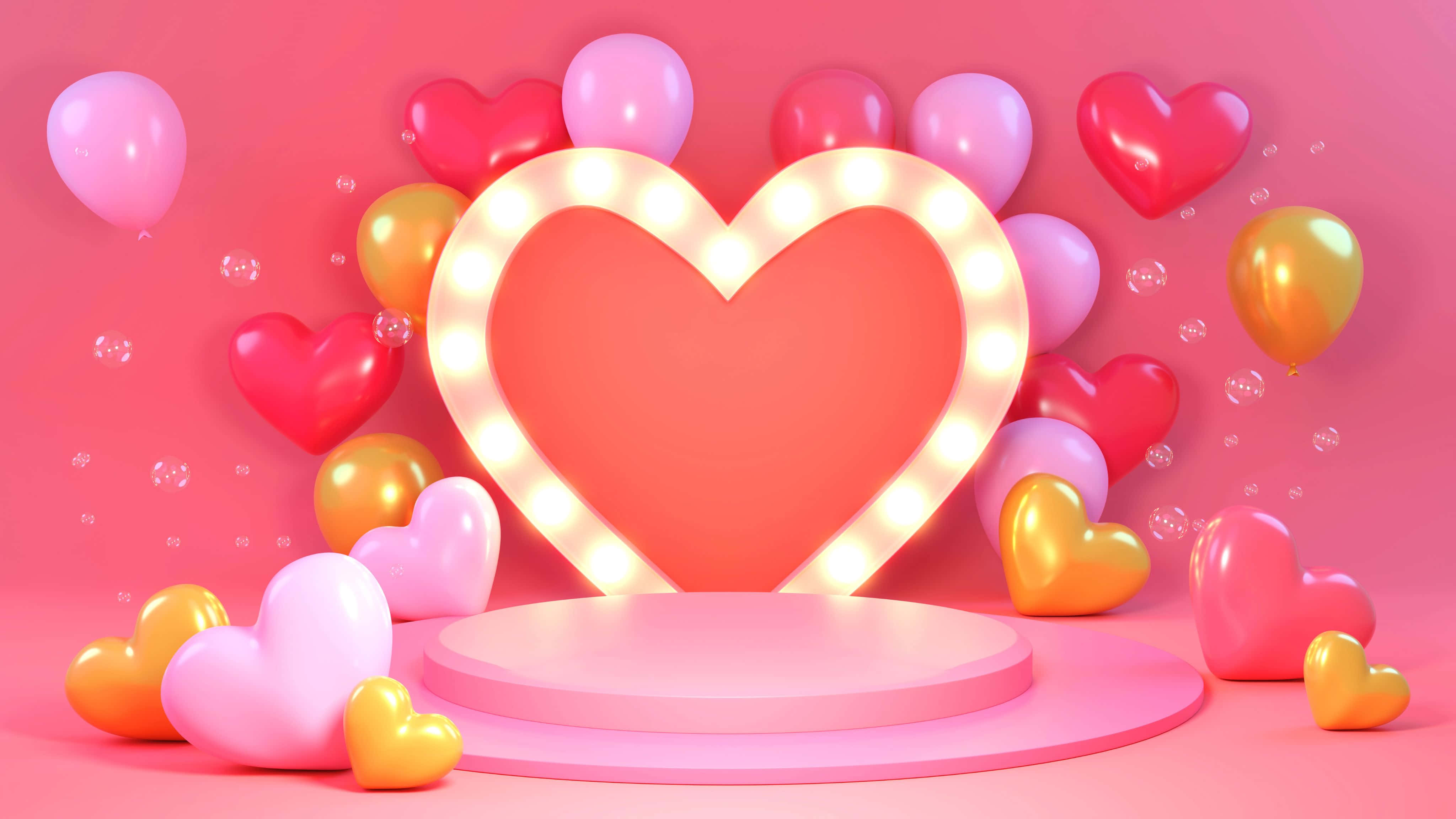 4096x2304, sunset, pink podium, 4K Desktop Wallpaper