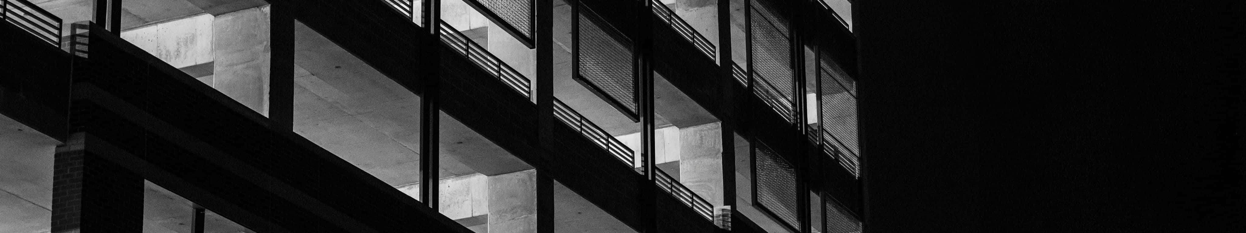 4098x768, black and white, modern building, 4K Desktop Wallpaper