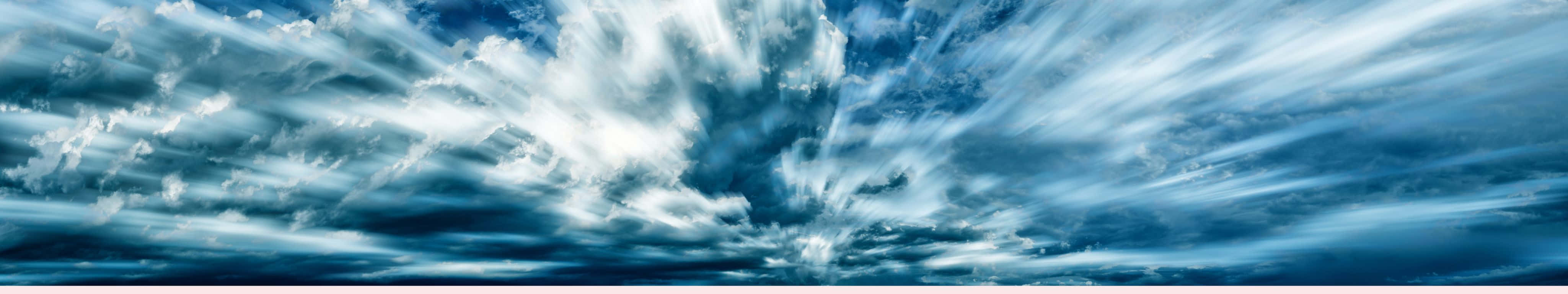 4098x768, dramatic blue sky, swirling white clouds, 4K Desktop Wallpaper