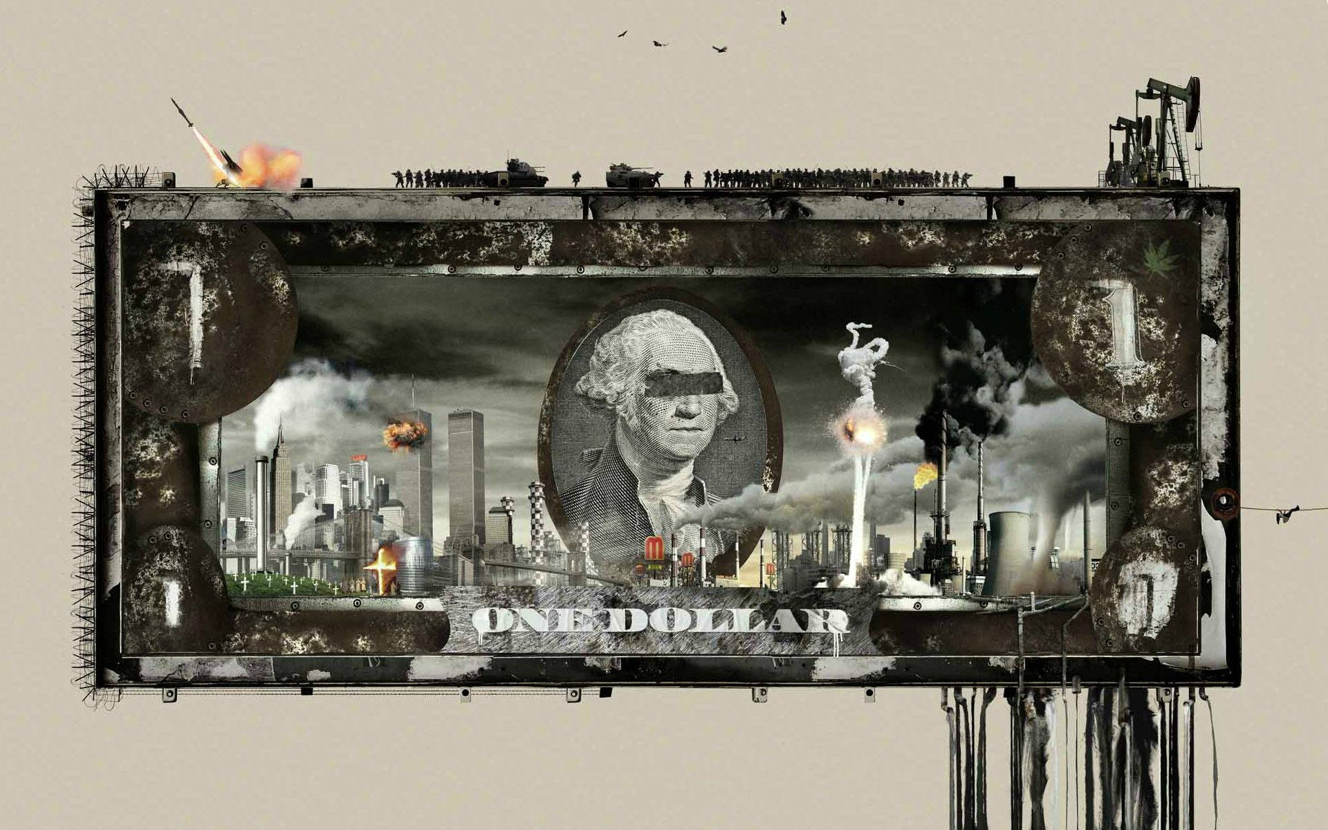 420, elegantly rolled joint, dystopian cityscape, Full HD Desktop Wallpaper