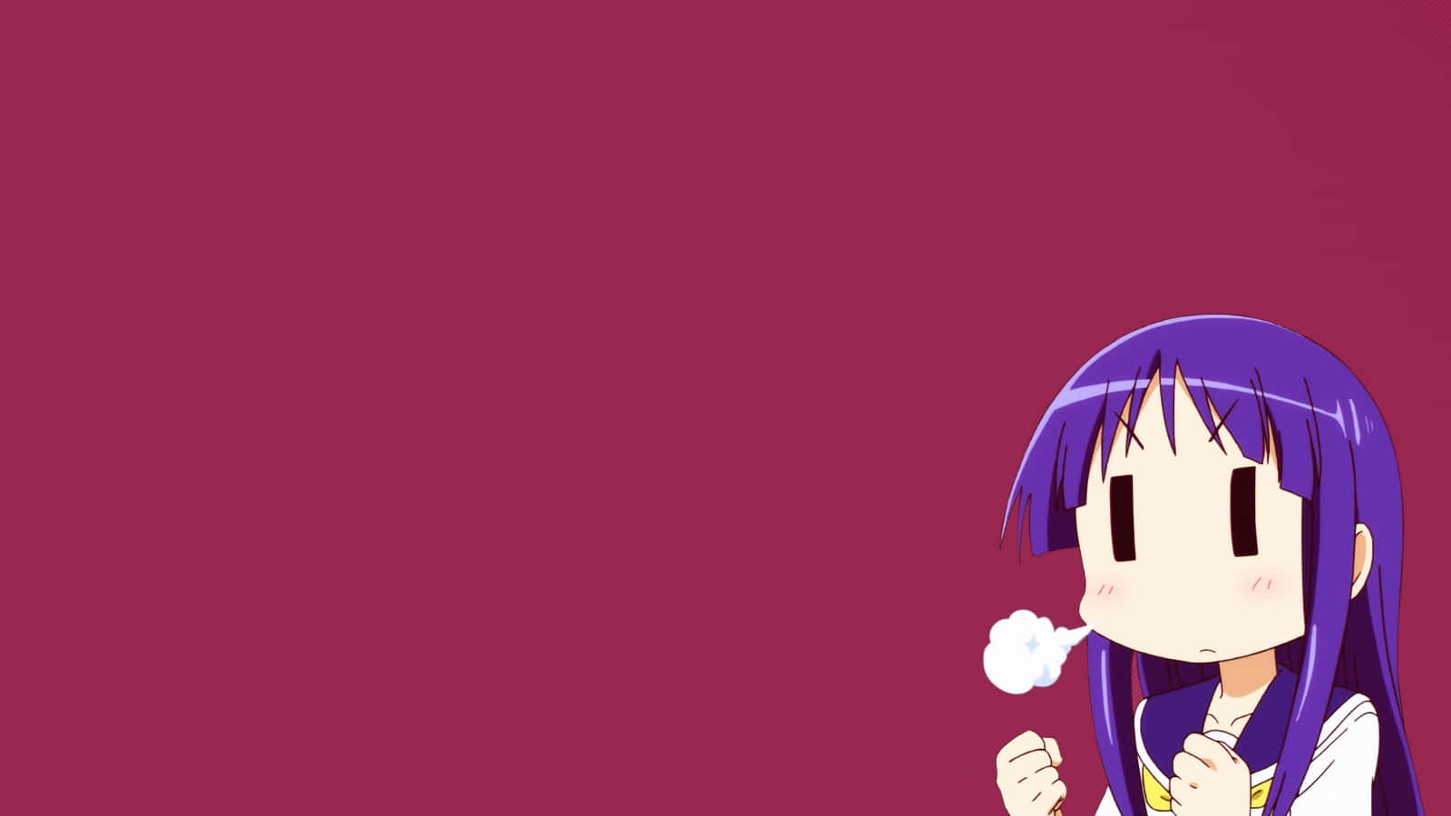 anime girl, purple hair, blowing bubbles, HD Desktop Wallpaper