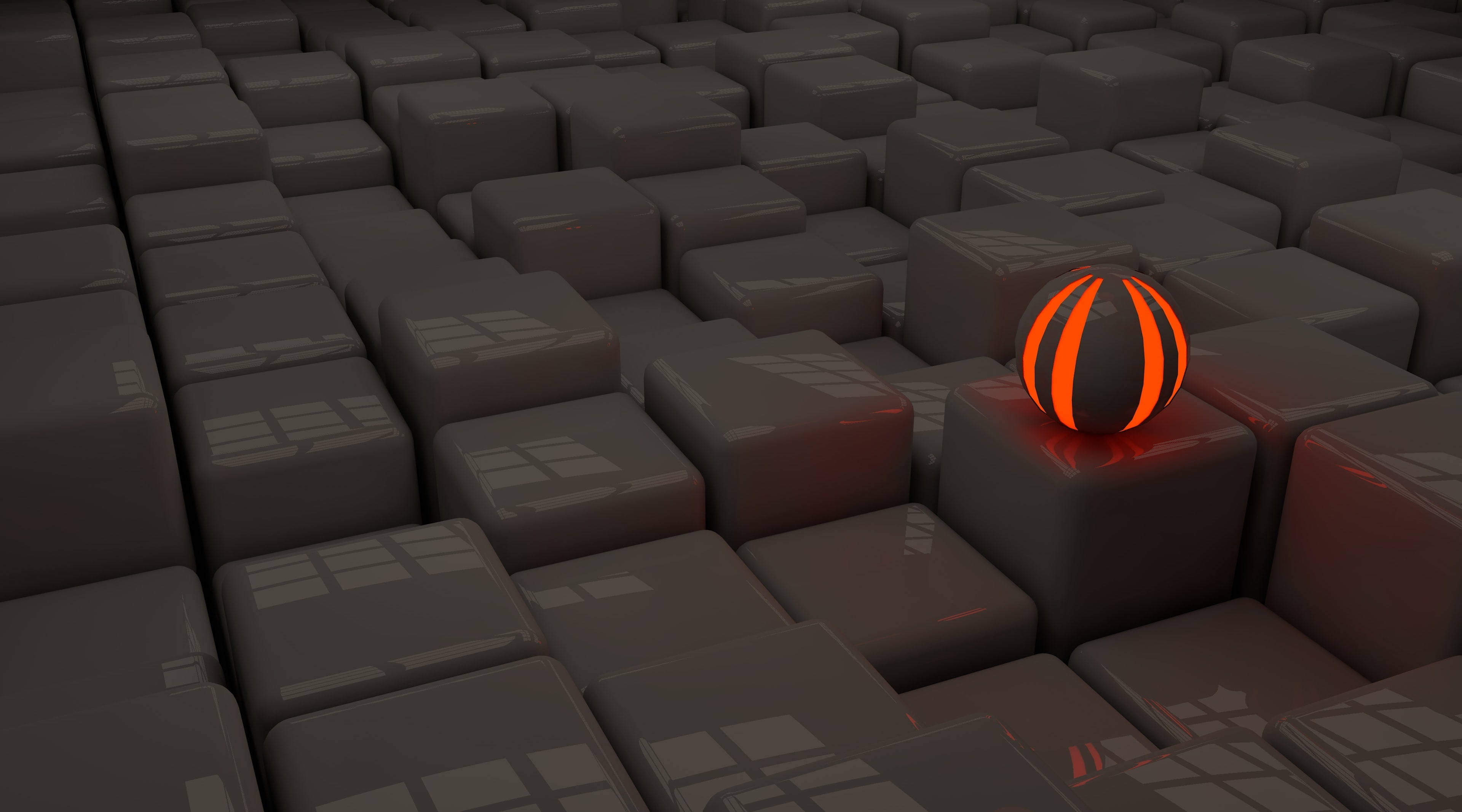 4d ultra hd, orange glowing ball, striped sphere, 4K Desktop Wallpaper