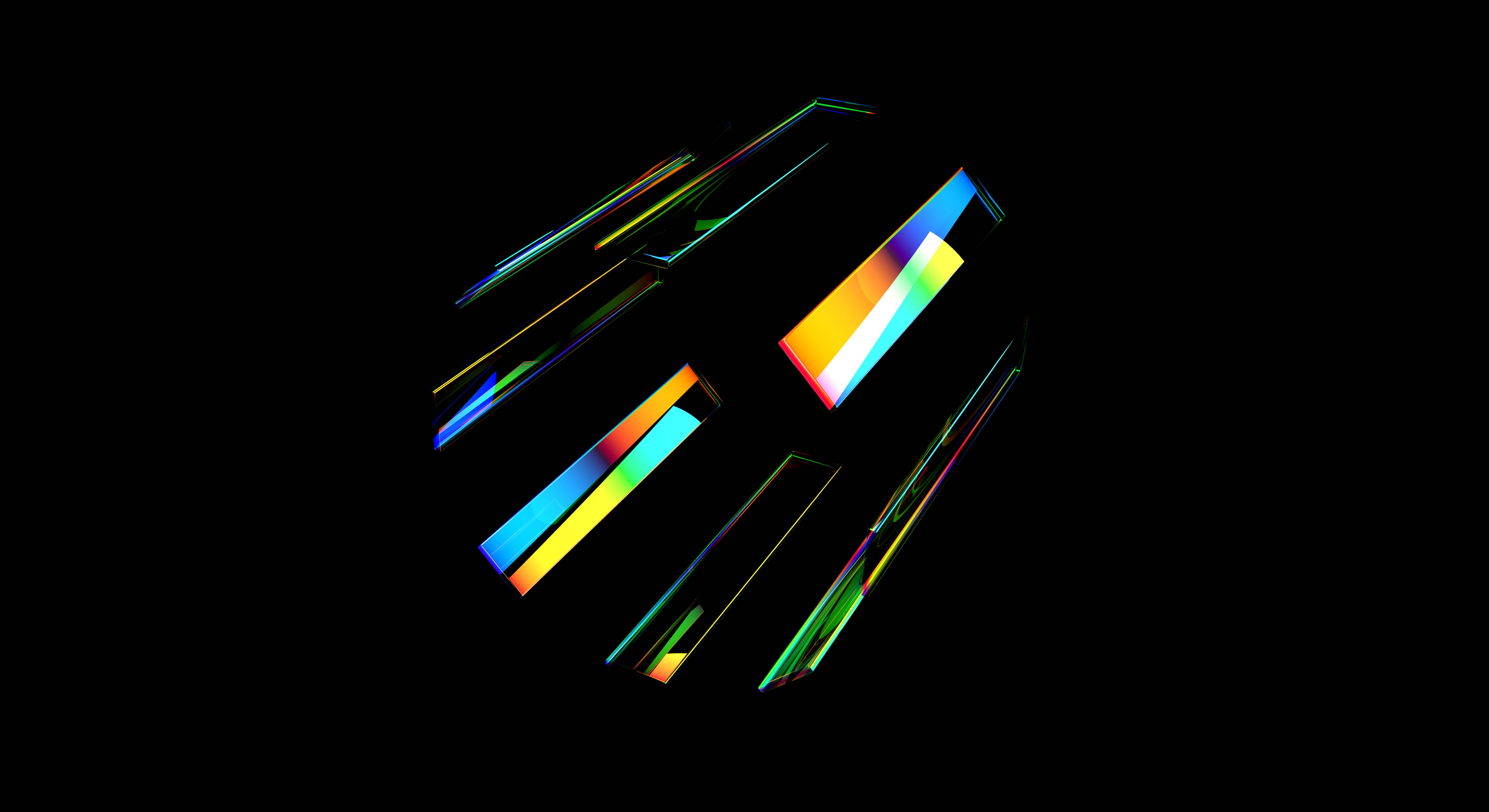 4D Ultra HD, Cylinder Shards, rainbow-colored, 5K Desktop Wallpaper