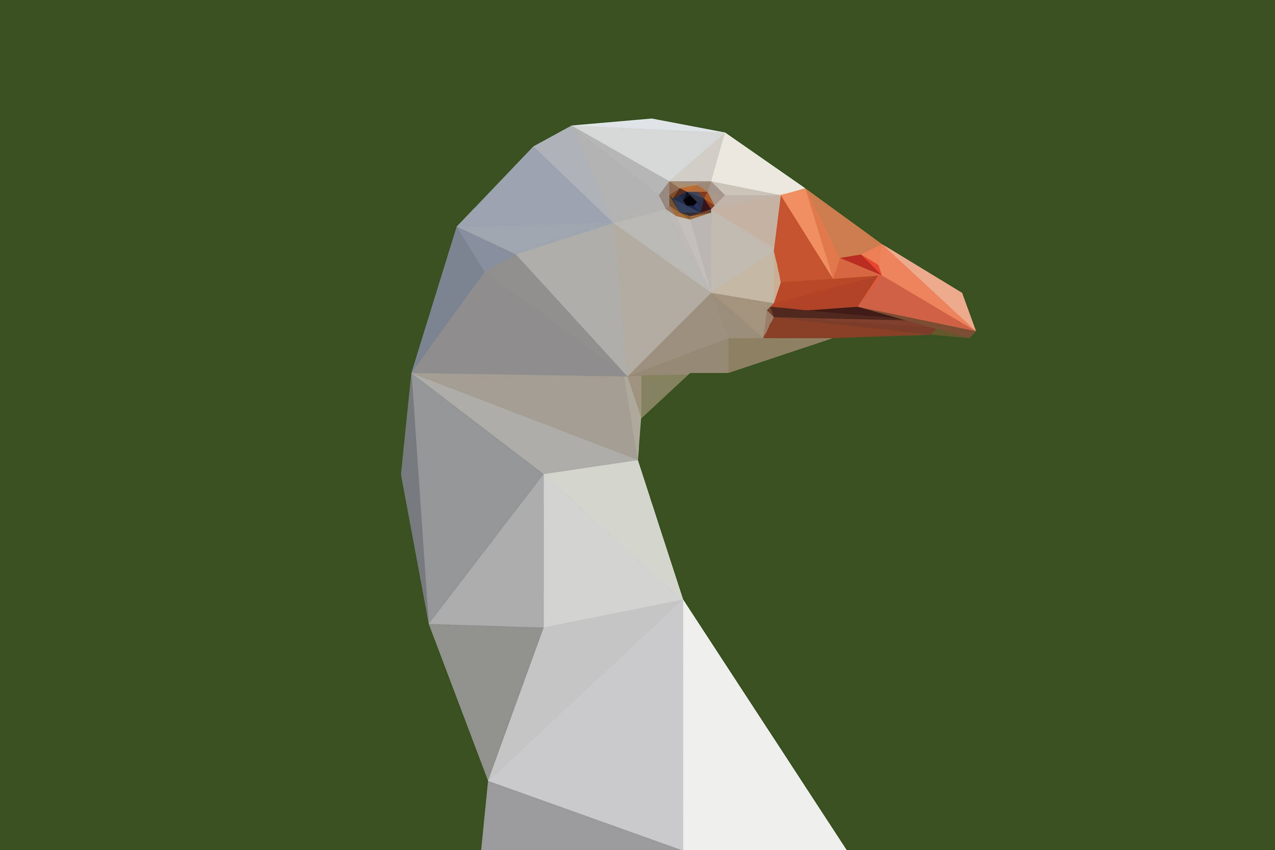 polygon duck, 4d ultra hd, low-poly goose head, 4K Desktop Wallpaper