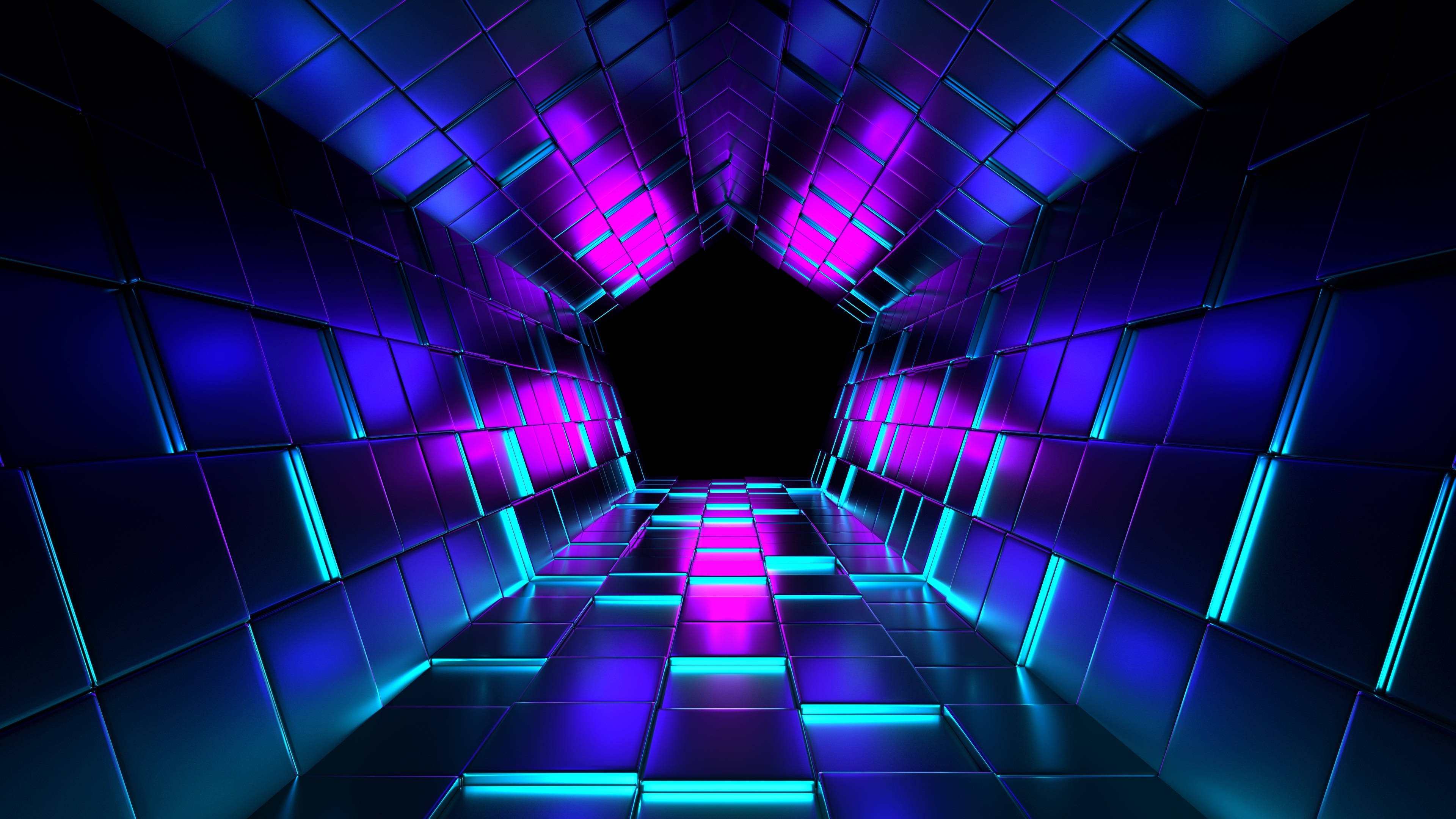 4d ultra hd, neontunnel, glowing blue, 4K Desktop Wallpaper