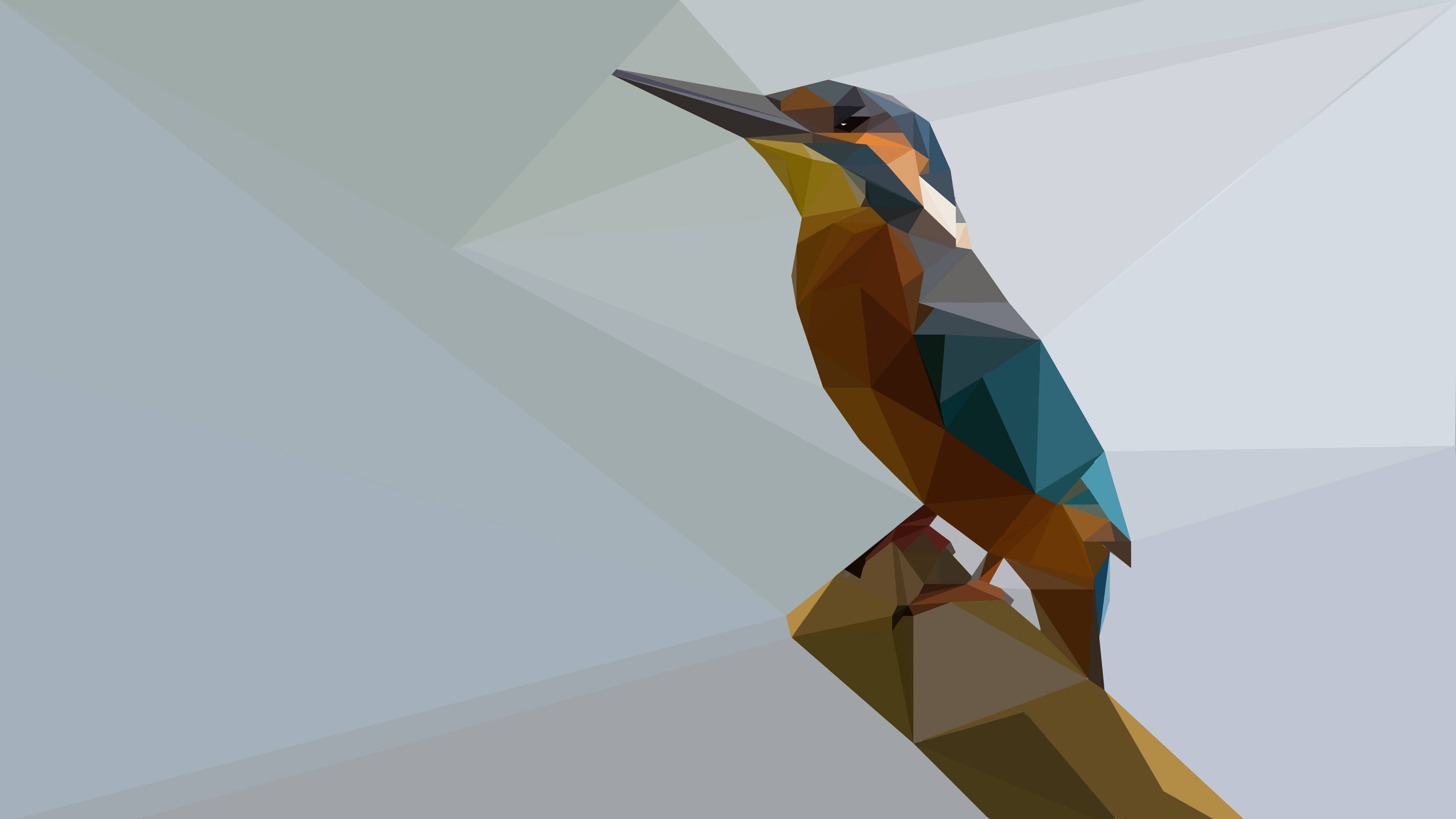 4d ultra hd, polygon bird, kingfisher, 4K Desktop Wallpaper