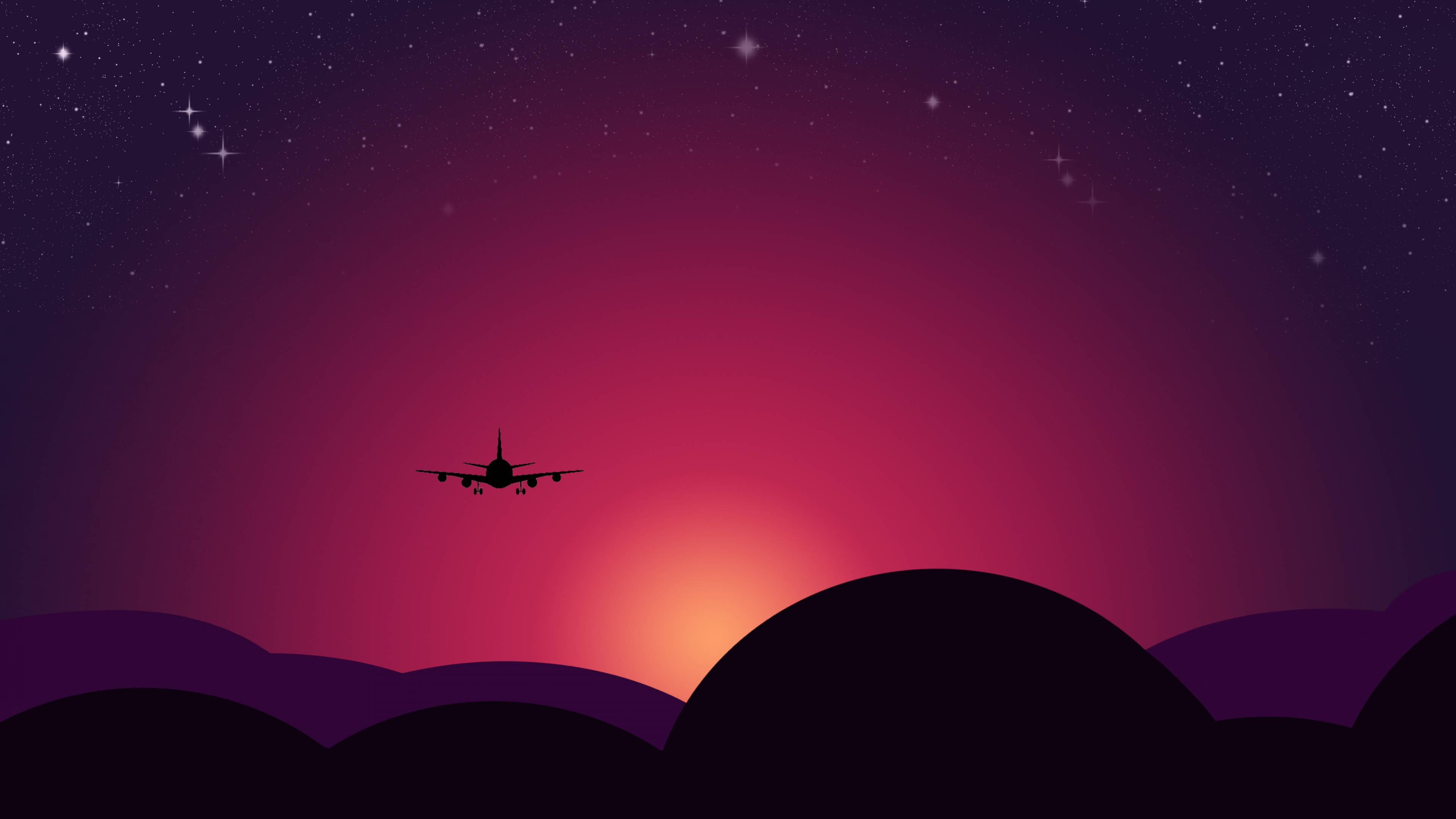 4d ultra hd, airplane, purple mountains, 4K Desktop Wallpaper