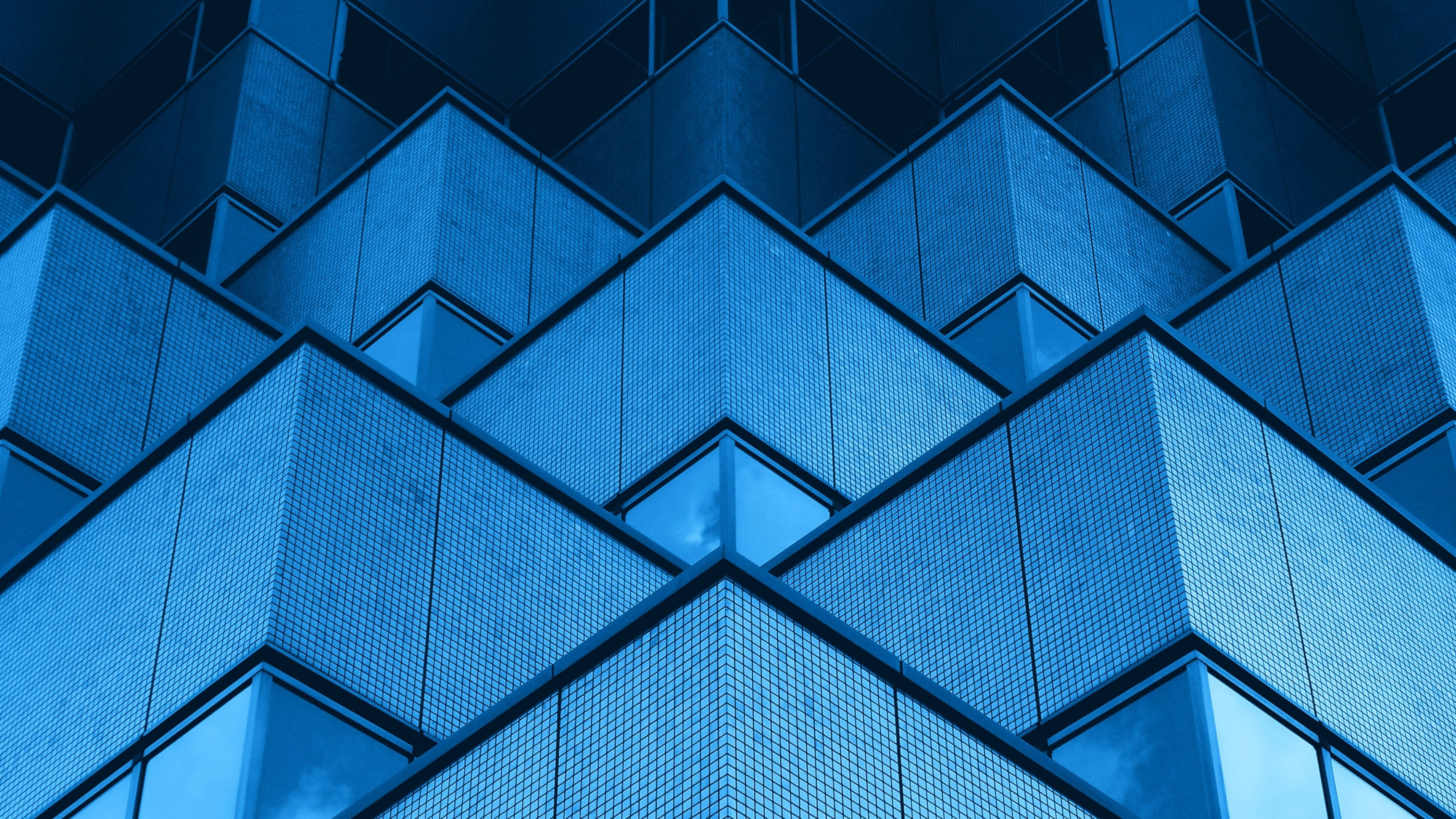 4d ultra hd, sharp corners, blue geometric building facade, 4K Desktop Wallpaper