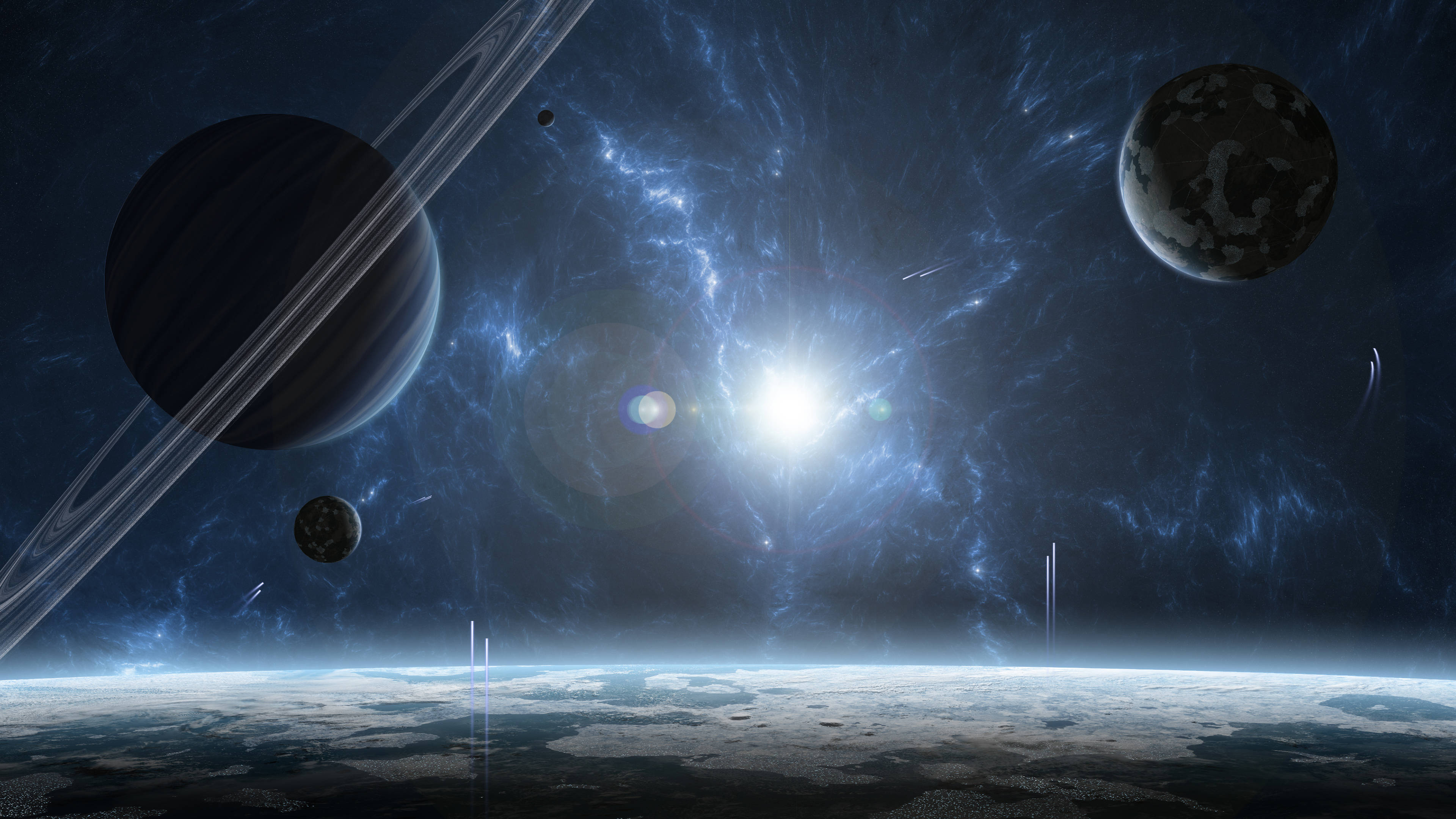 4D Ultra HD, dark space, planets, 4K Desktop Wallpaper