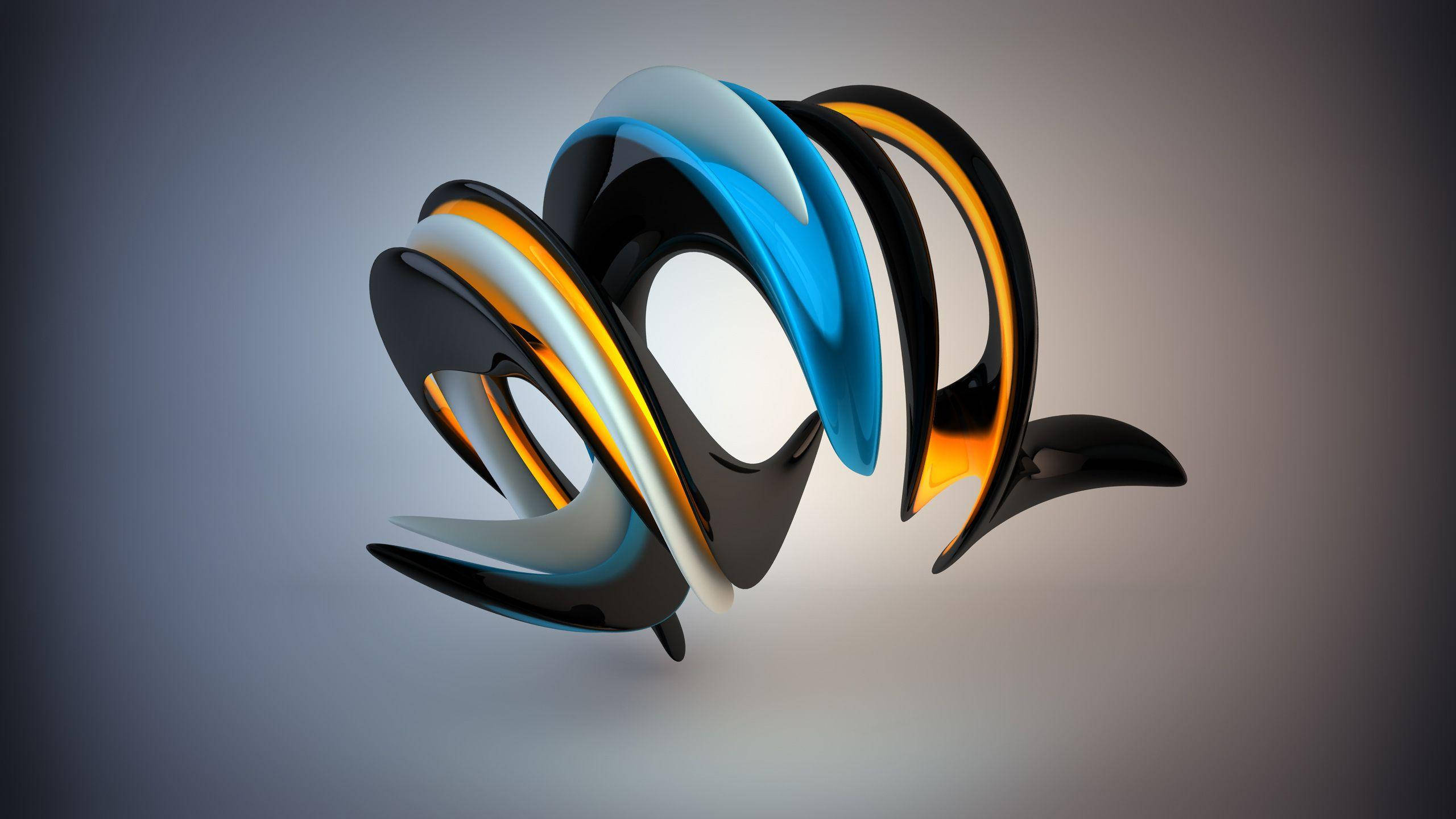 4d ultra hd, glossy black, blue, 2K Desktop Wallpaper