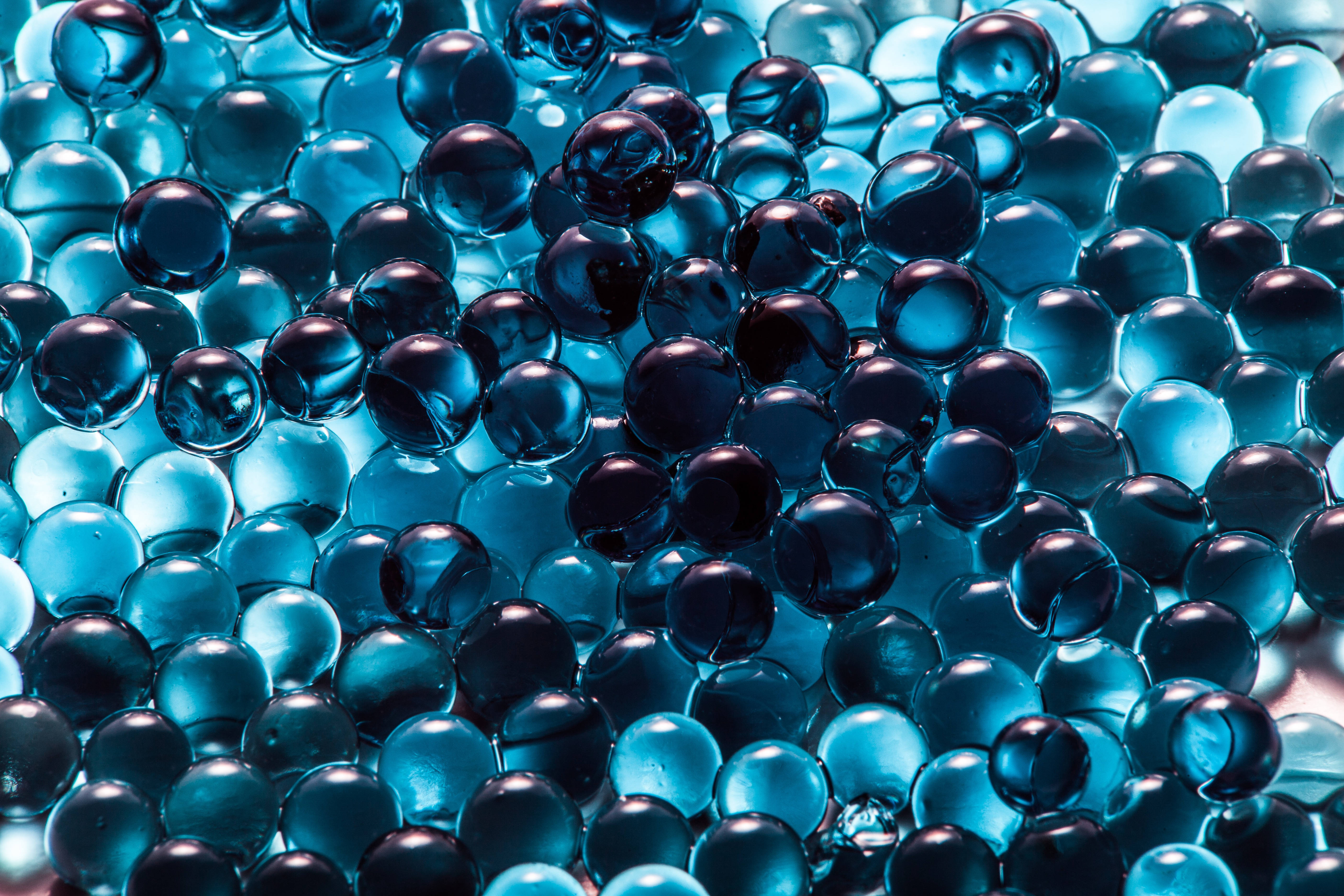 4d ultra hd, silicone orbs, glossy blue gel beads, 5K Desktop Wallpaper
