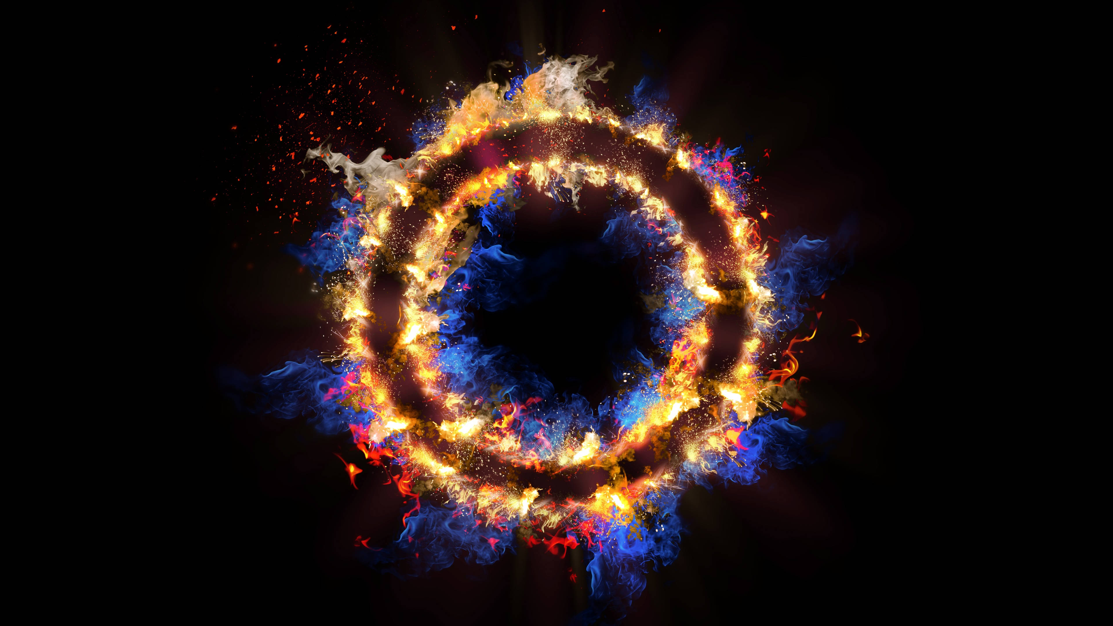 4d ultra hd, ring of fire, fiery orange, 4K Desktop Wallpaper