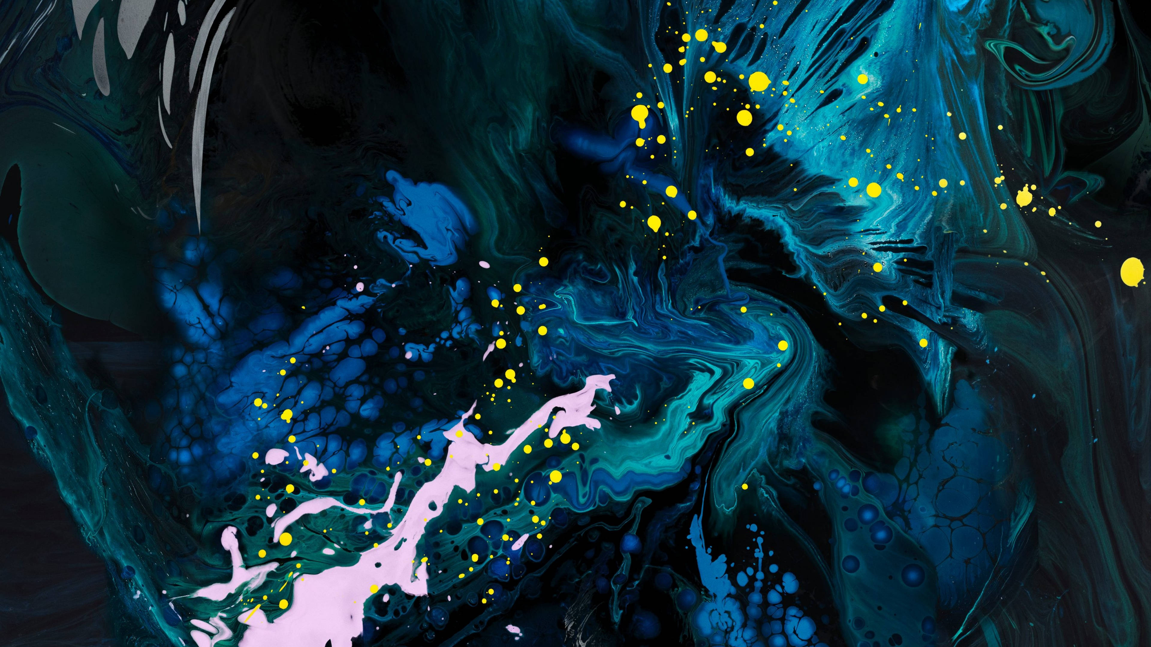 4d Ultra HD, teal blue, black, 4K Desktop Wallpaper
