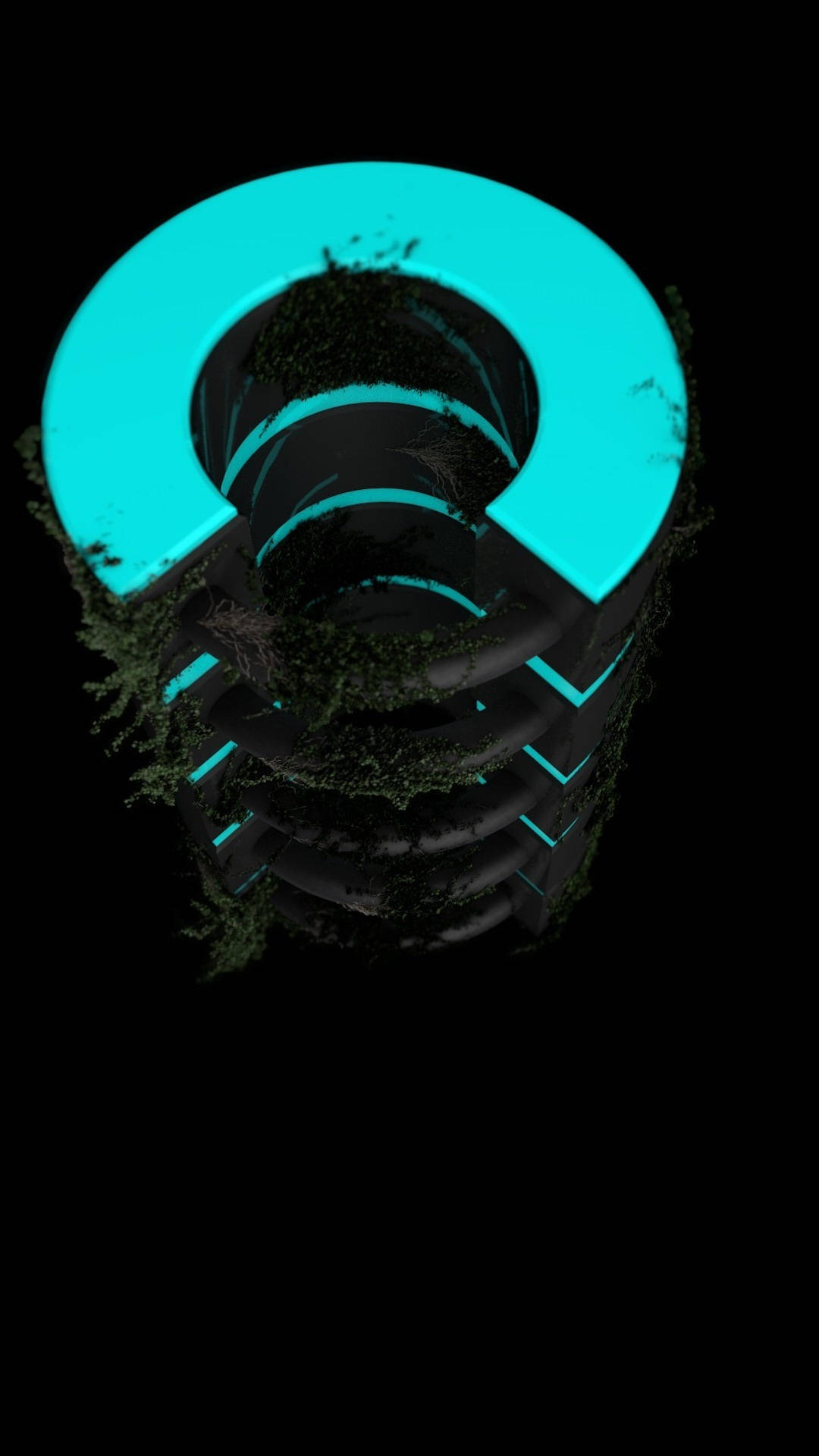 teal magnet 4d, glowing cyan ring, moss, Full HD Phone Wallpaper