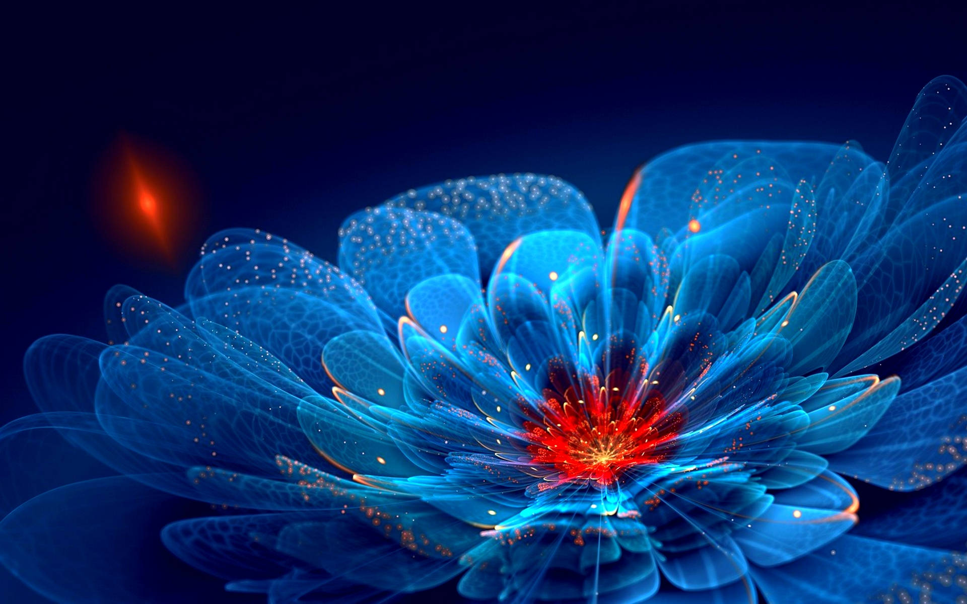 4d, blue flower, glowing blue fractal flower, Full HD Desktop Wallpaper