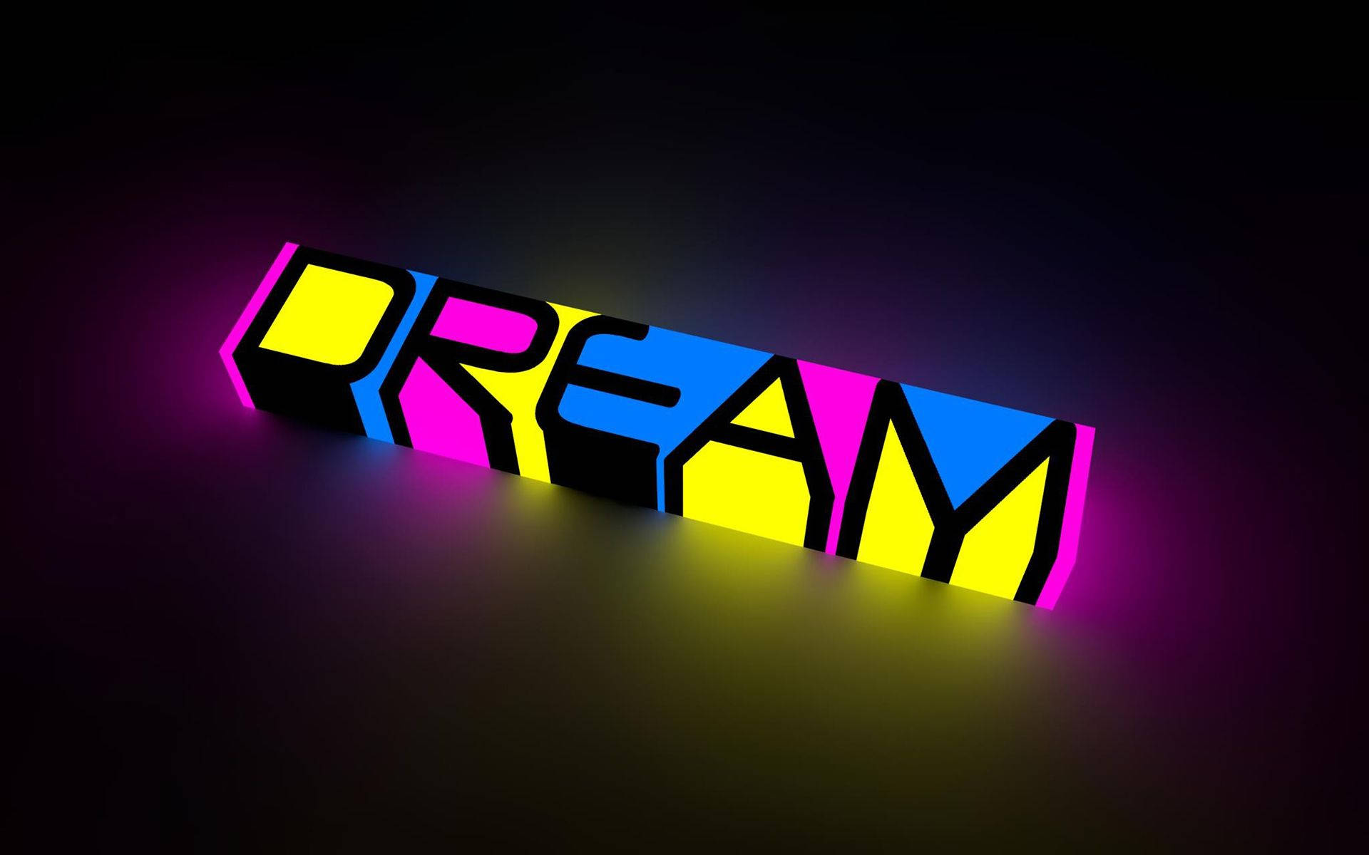 Dream Text 4d, neon yellow, pink, Full HD Desktop Wallpaper