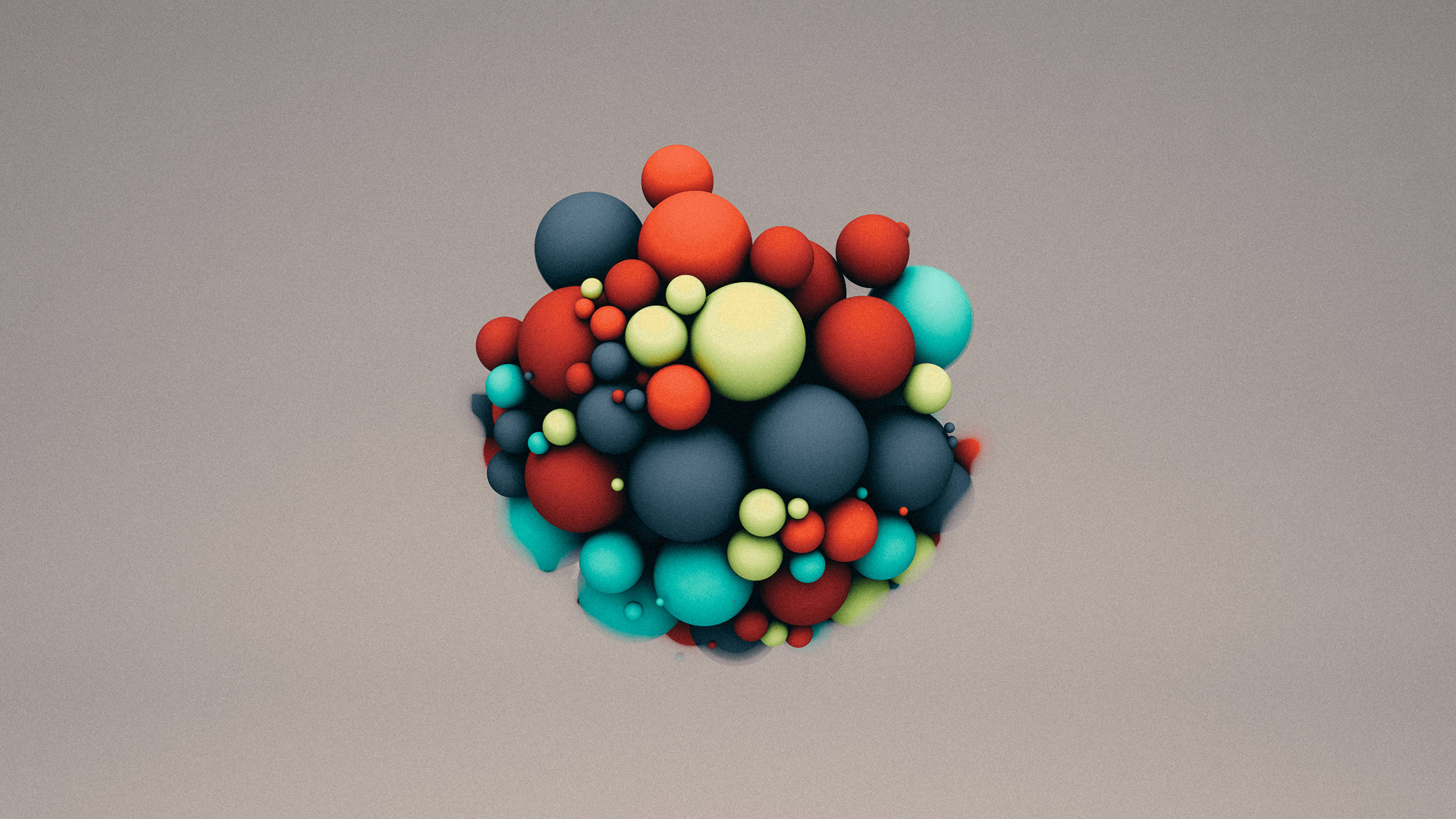 4d, colorful spheres, red, 4K Desktop Wallpaper