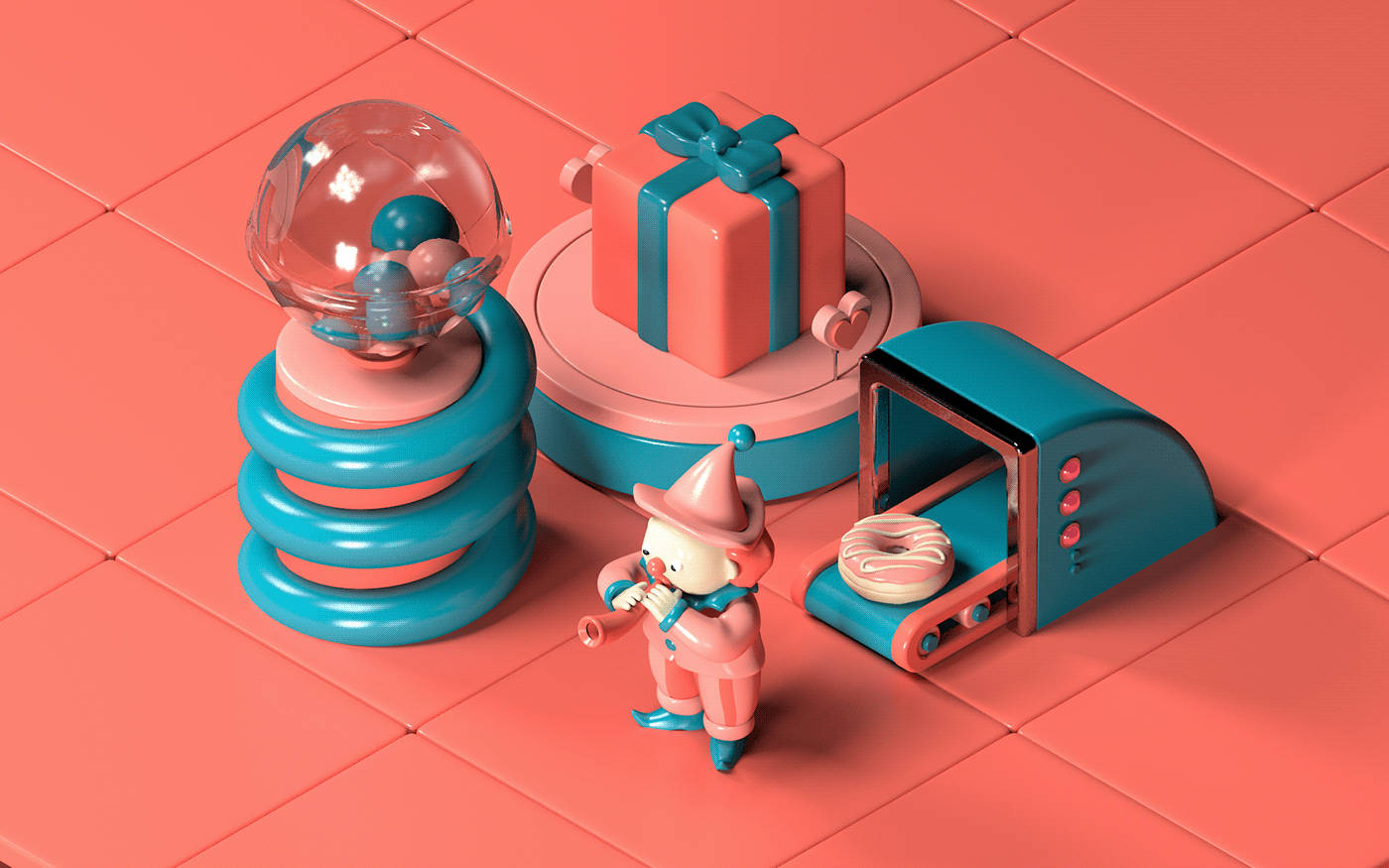 4d, pink-clad figure, flute, HD Desktop Wallpaper