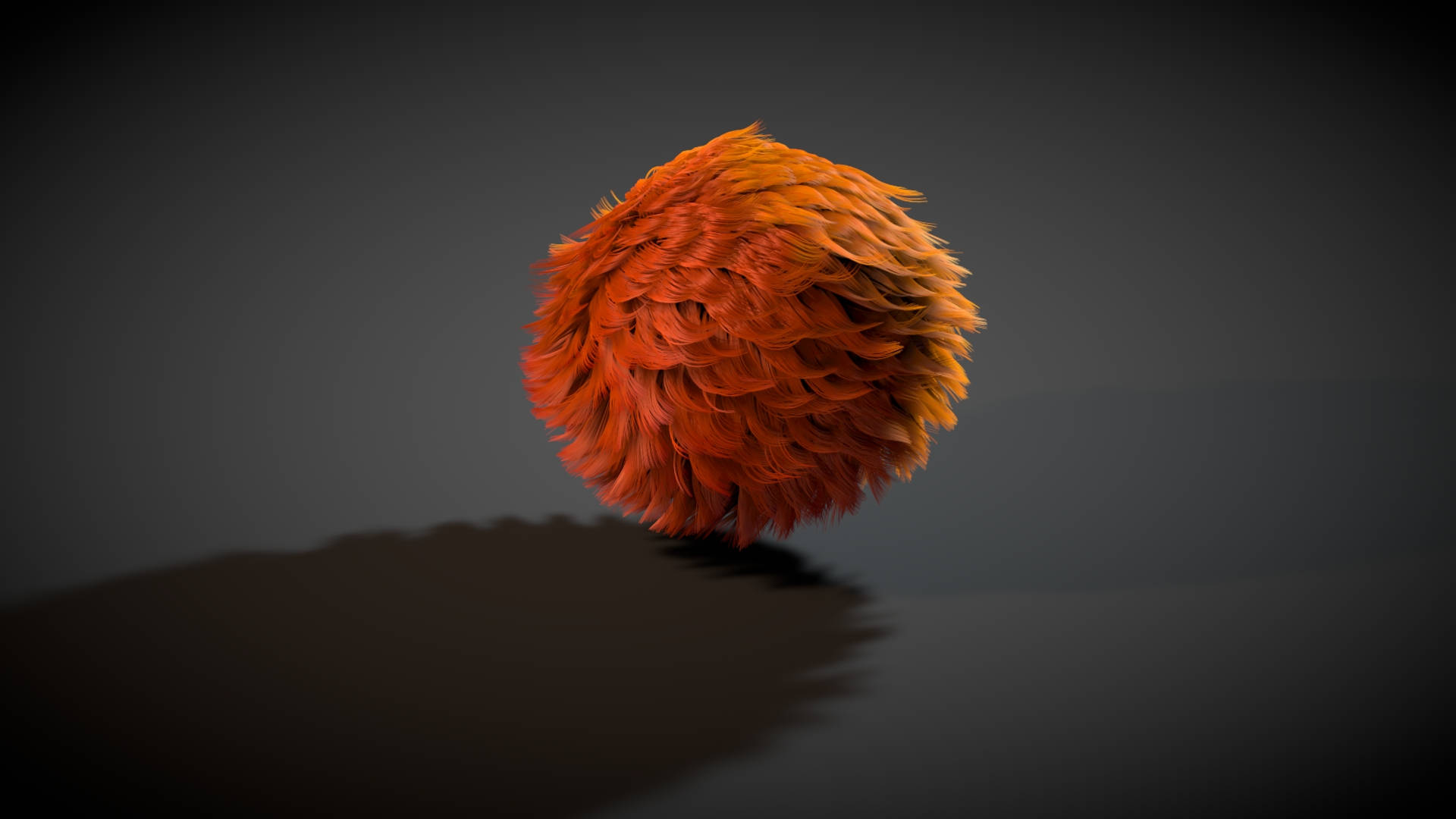 4d, orange, feathered sphere, Full HD Desktop Wallpaper