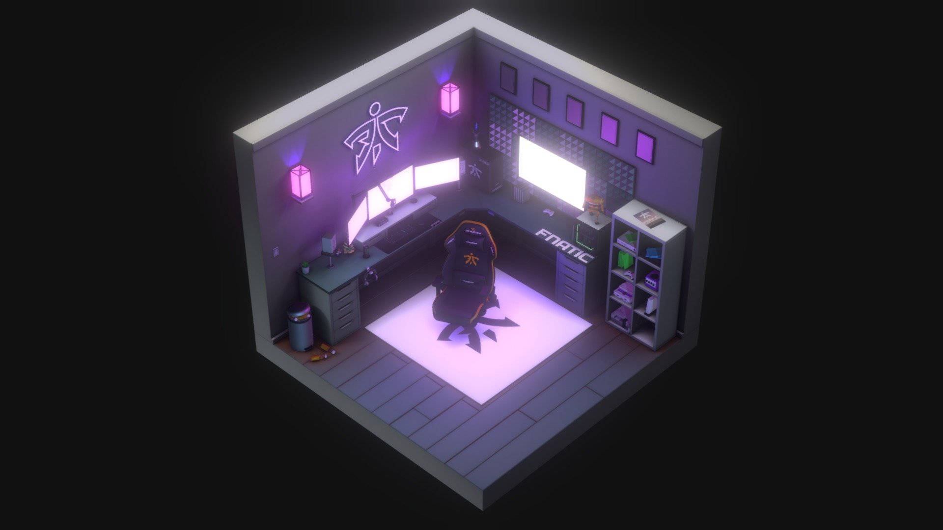 4d, holographic, neon-lit, Full HD Desktop Wallpaper