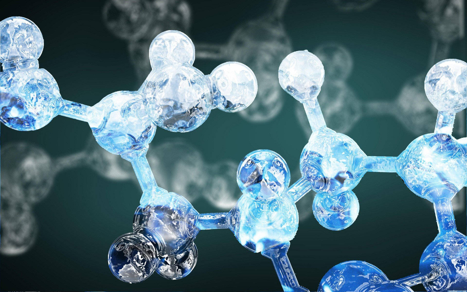 4d, glowing blue, glassy spheres, Full HD Desktop Wallpaper