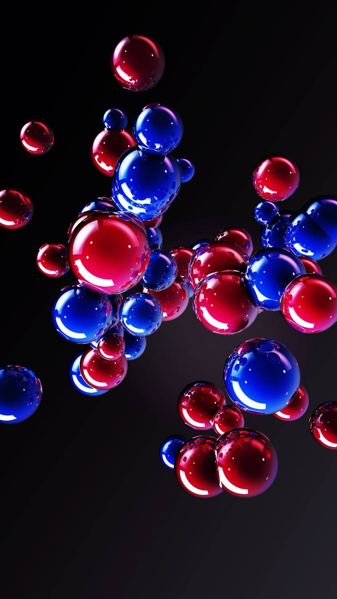 4d, red spheres, blue spheres, Full HD Phone Wallpaper