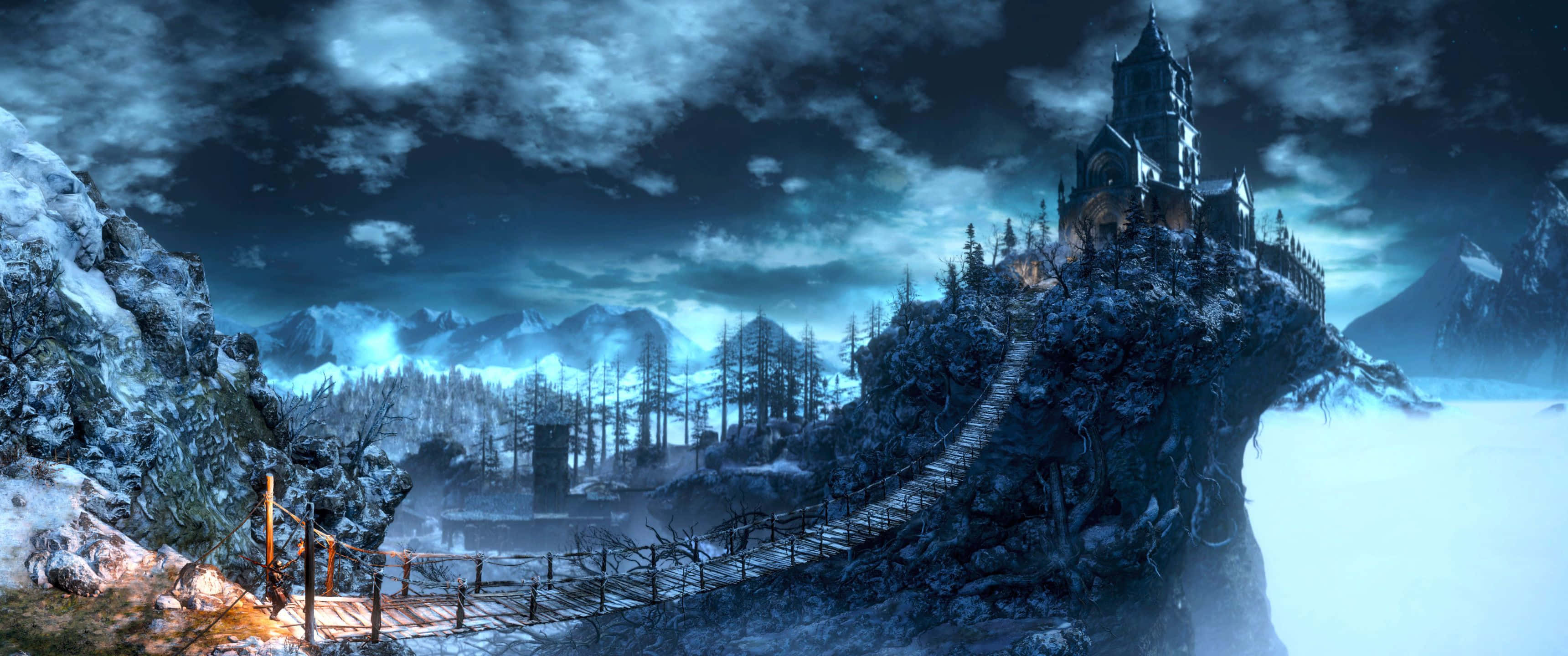 3440x1440, winter, cliff, 2K Desktop Wallpaper