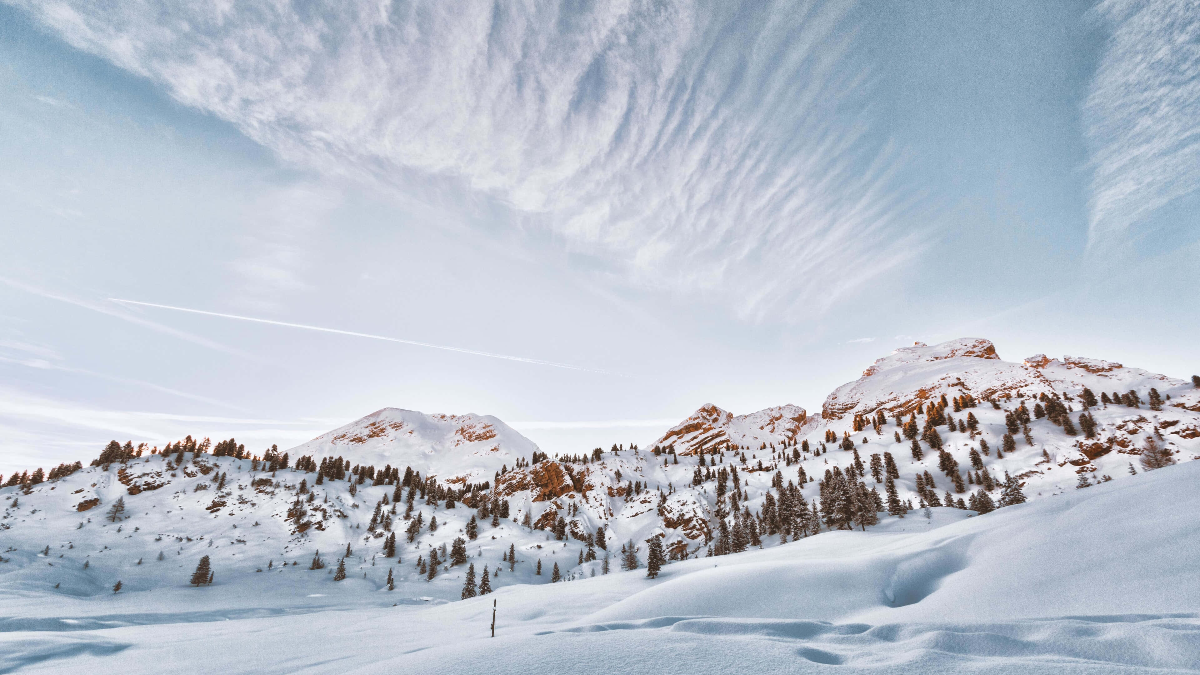 Winter Mountain Sunrise, 4K, UHD, 4K Desktop Wallpaper