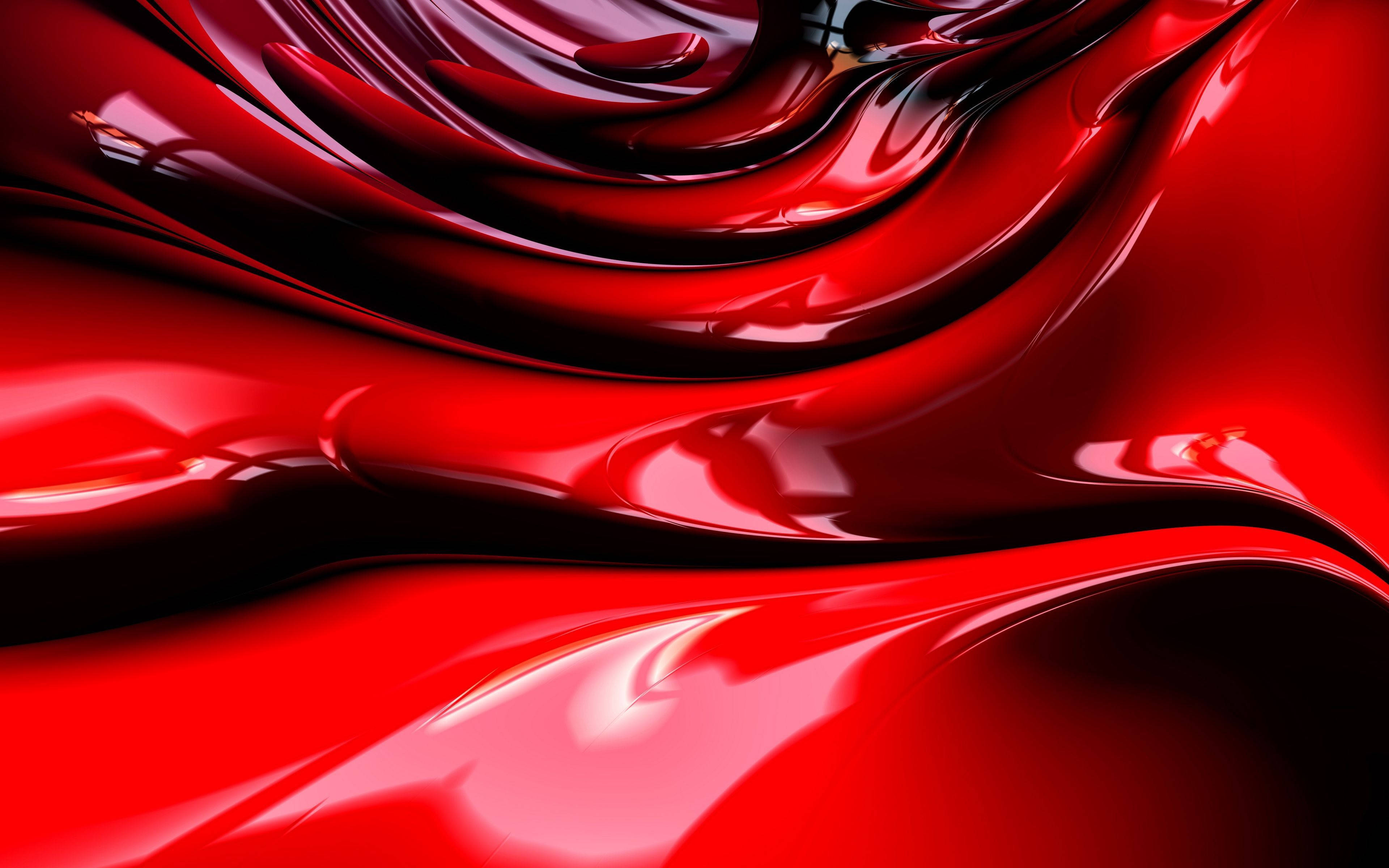 shiny, 3D, red, 4K Desktop Wallpaper