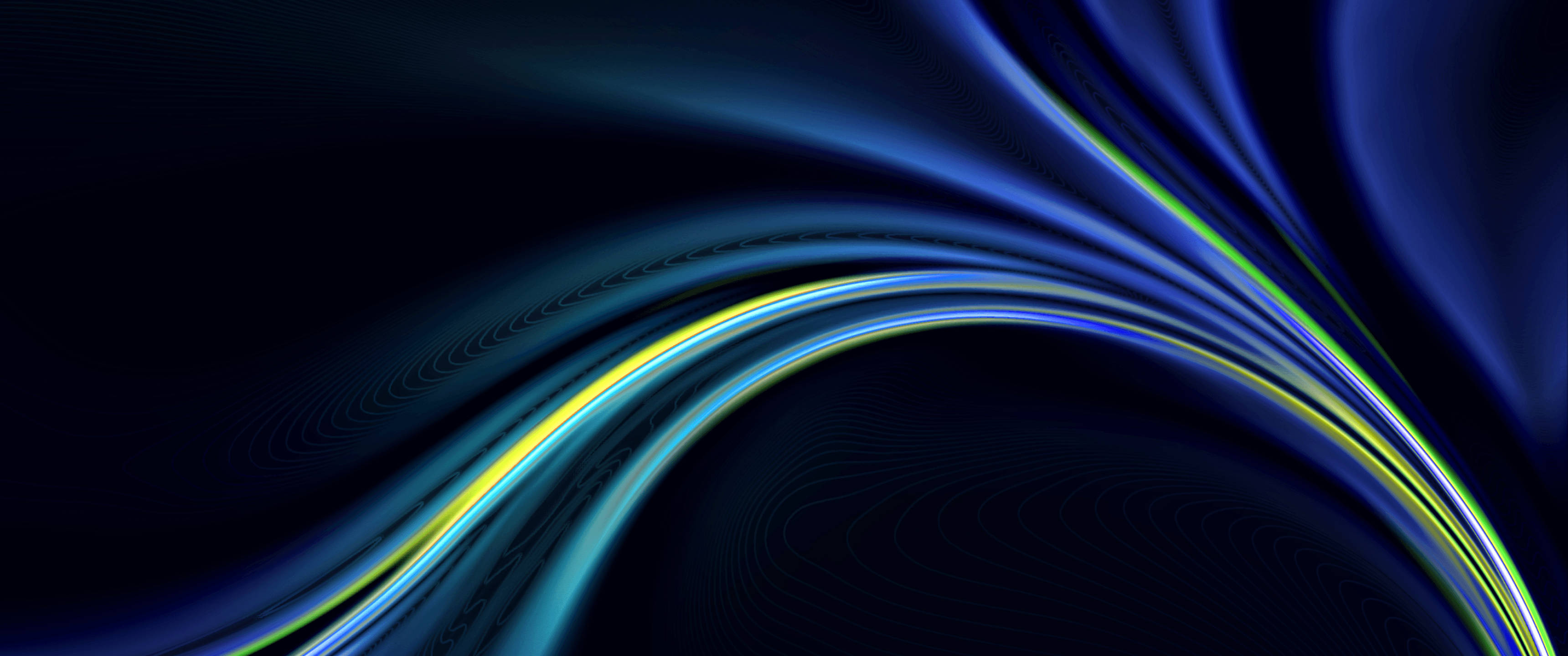 4D Ultra HD, gradient blue light waves, blue and yellow light streaks, 2K Desktop Wallpaper
