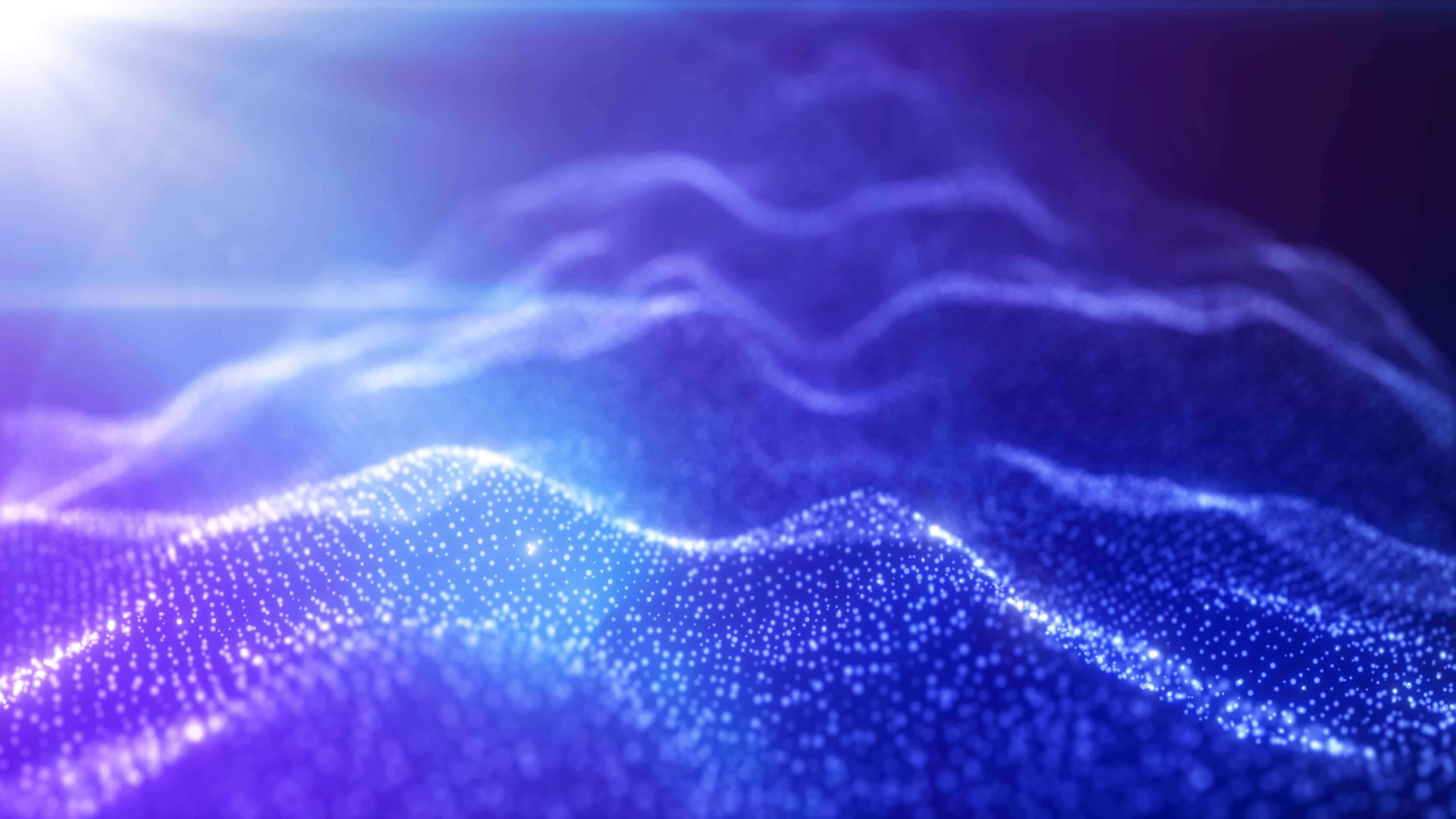 glowing blue, purple particles, soft light rays, 4K Desktop Wallpaper
