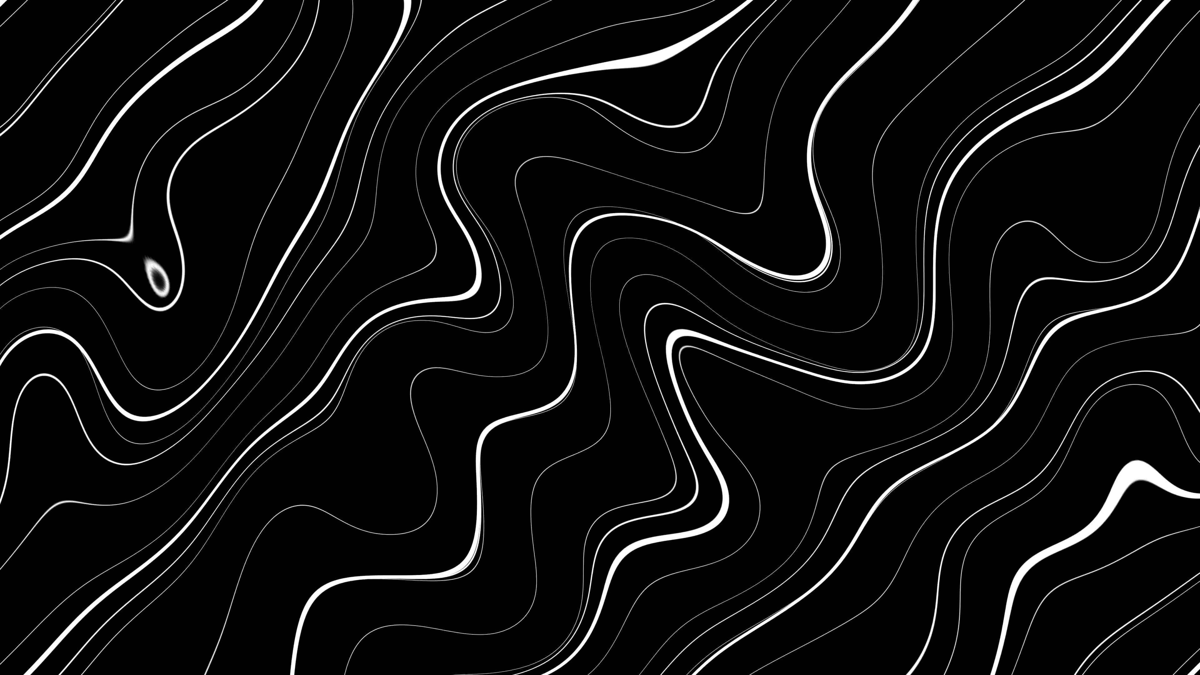 abstract black and white wave pattern, 4K, flowing wavy lines, 4K Desktop Wallpaper