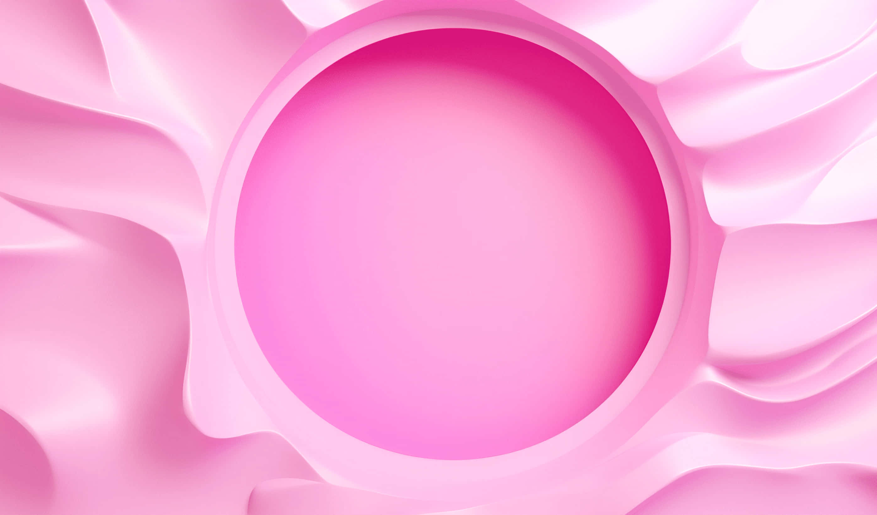 abstract pink3 d waves, pink circular void, flowing wavy ribbons, 2K Desktop Wallpaper