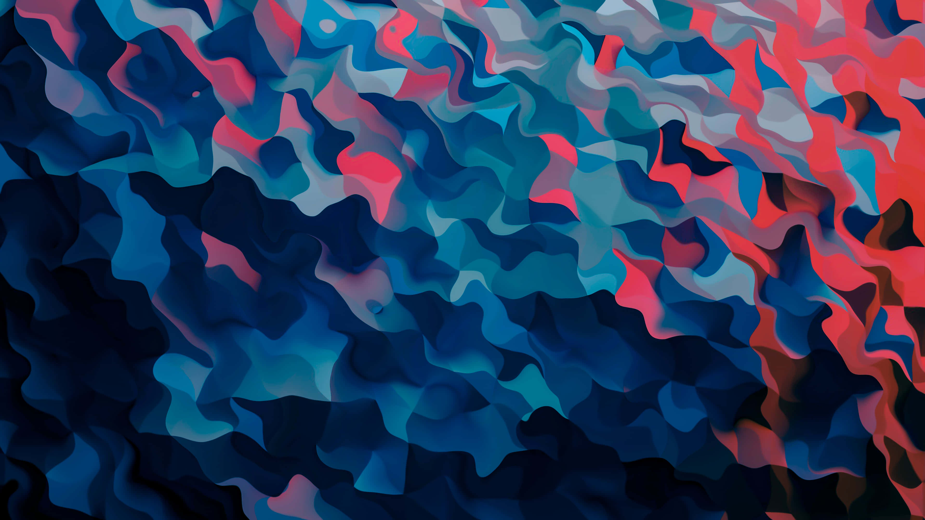abstract wavy texture, deep blue teal, vibrant pink, 4K Desktop Wallpaper
