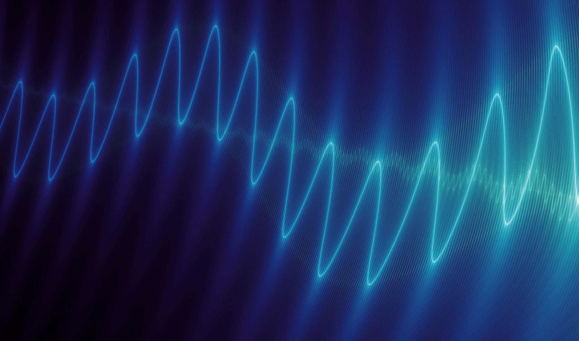abstract soundwave pattern, glowing blue waveforms, dark gradient background, Full HD Desktop Wallpaper